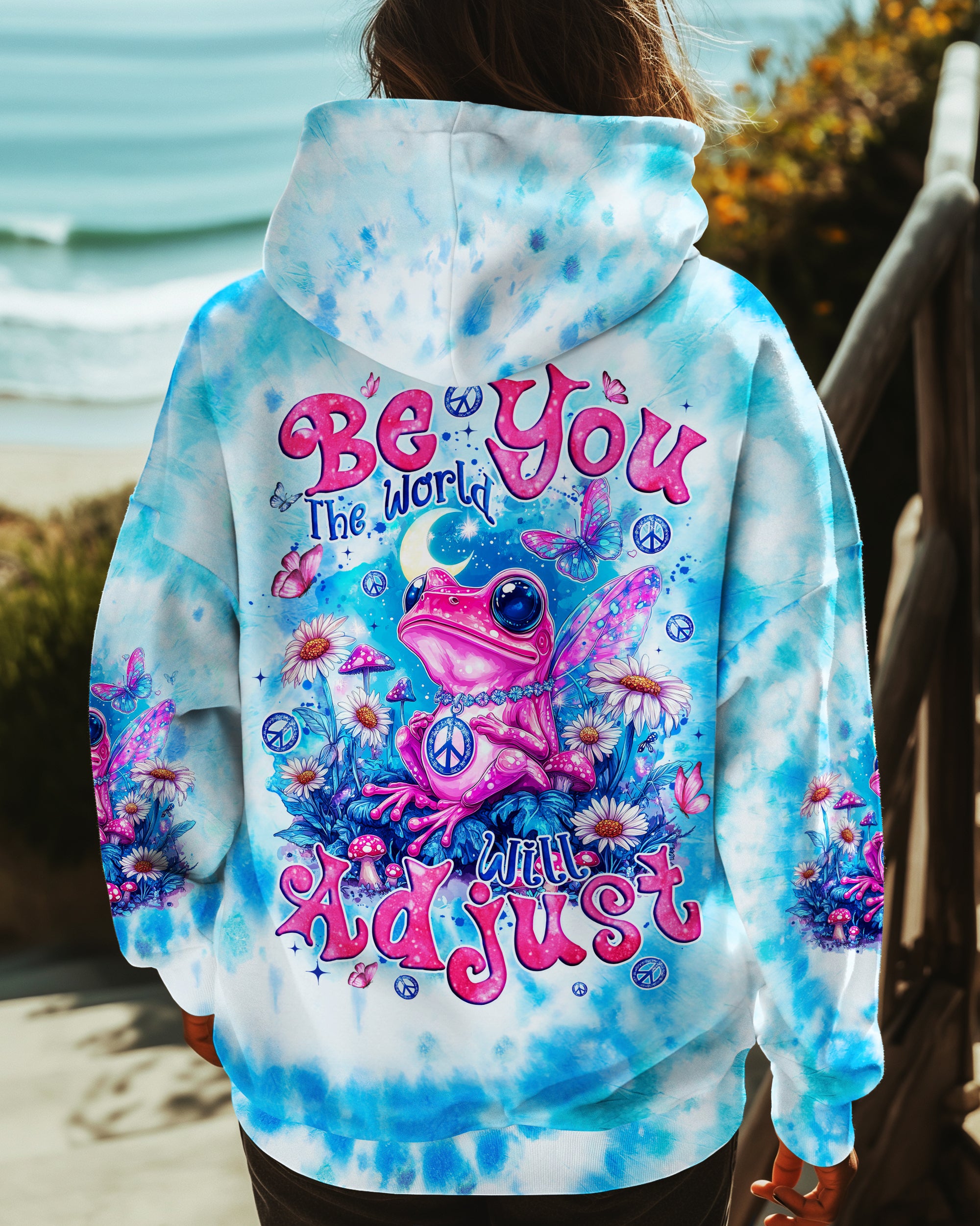BE YOU THE WORLD WILL ADJUST FROG TIE DYE ALL OVER PRINT - TYQY1301252