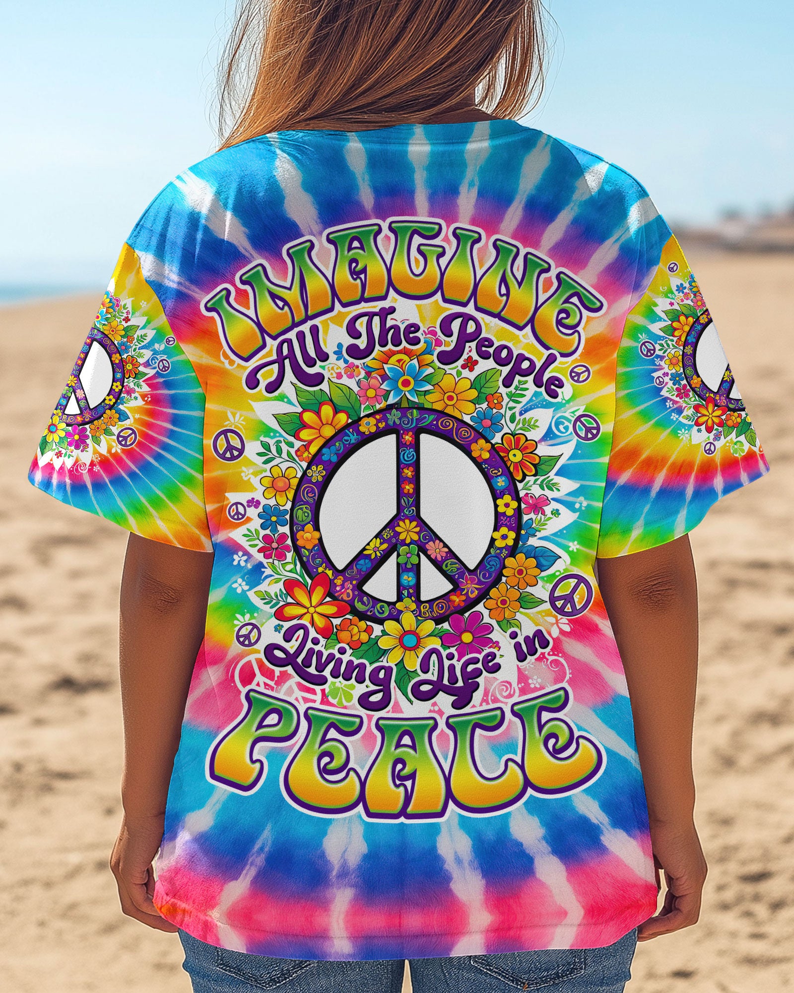 IMAGINE ALL THE PEOPLE LIVING LIFE IN PEACE TIE DYE ALL OVER PRINT - TYQY0406251