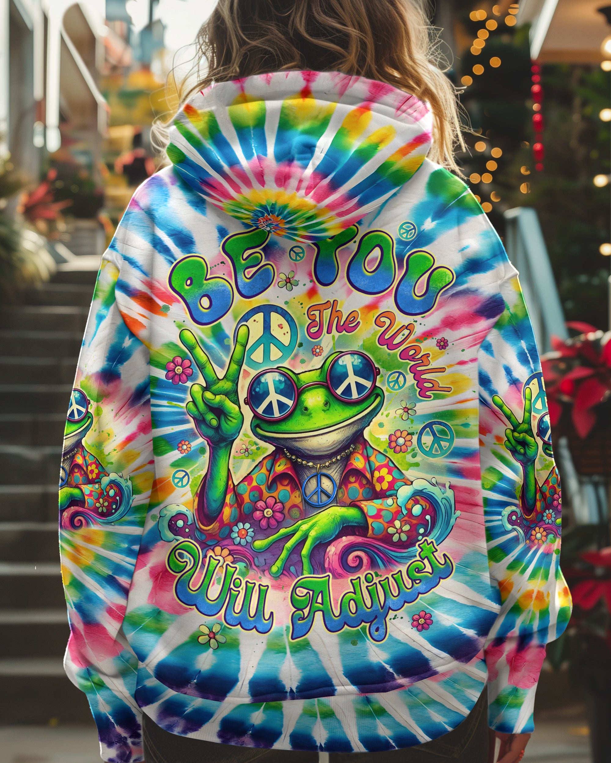 BE YOU THE WORLD WILL ADJUST FROG TIE DYE ALL OVER PRINT - TYQY0403244