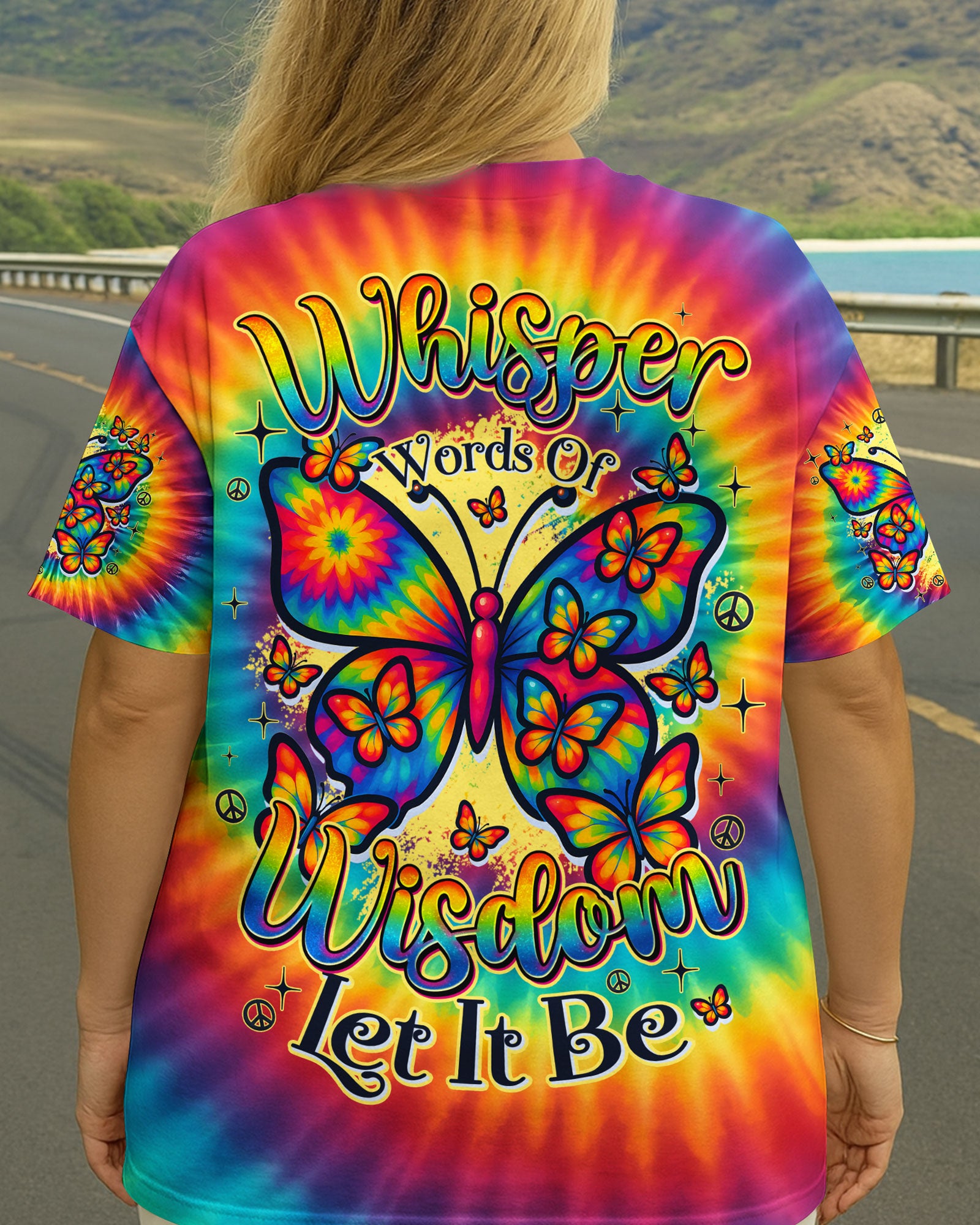 WHISPER WORDS OF WISDOM LET IT BE BUTTERFLY TIE DYE ALL OVER PRINT - TYQY0810254