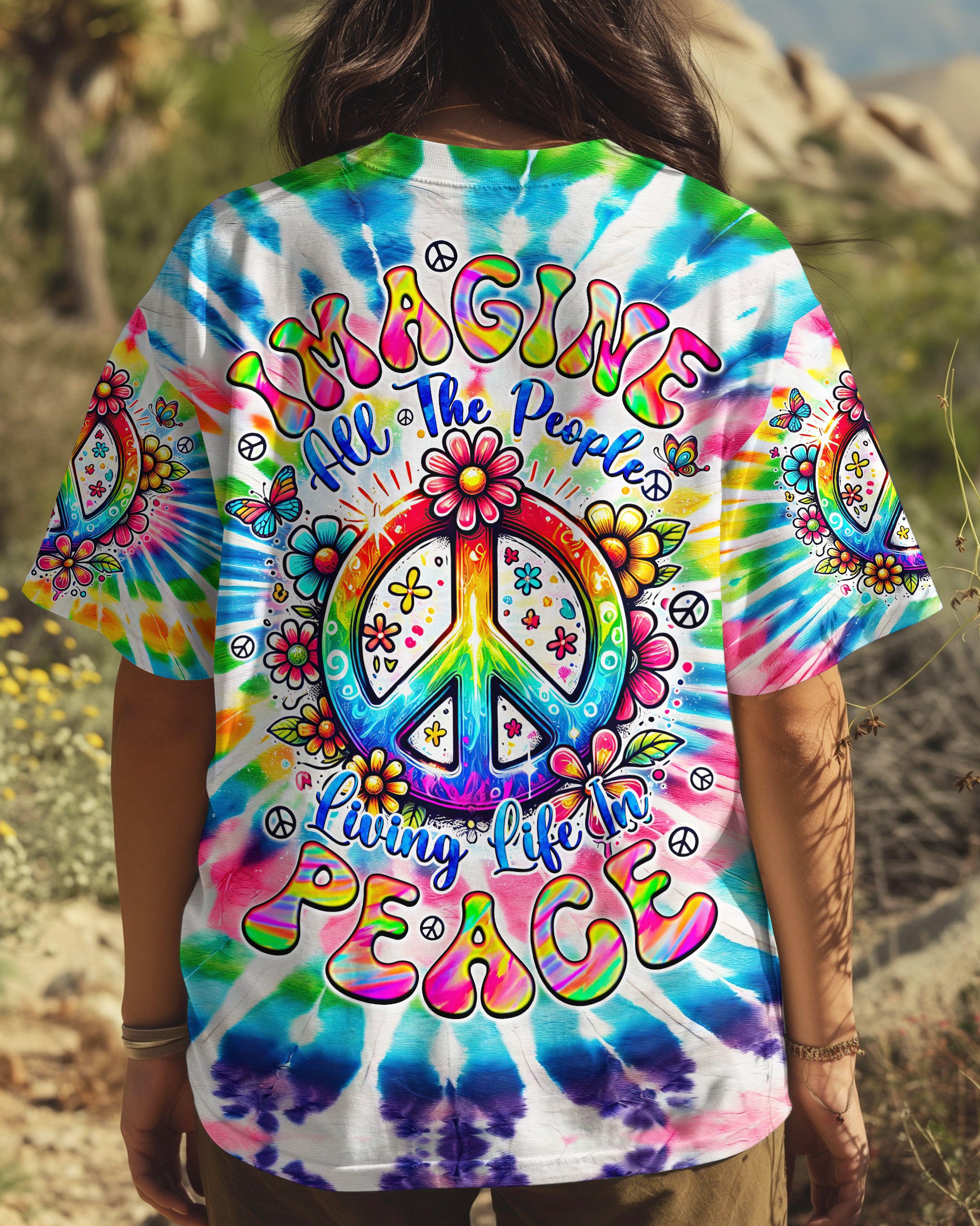 IMAGINE ALL THE PEOPLE LIVING LIFE IN PEACE TIE DYE ALL OVER PRINT - TYQY2203254
