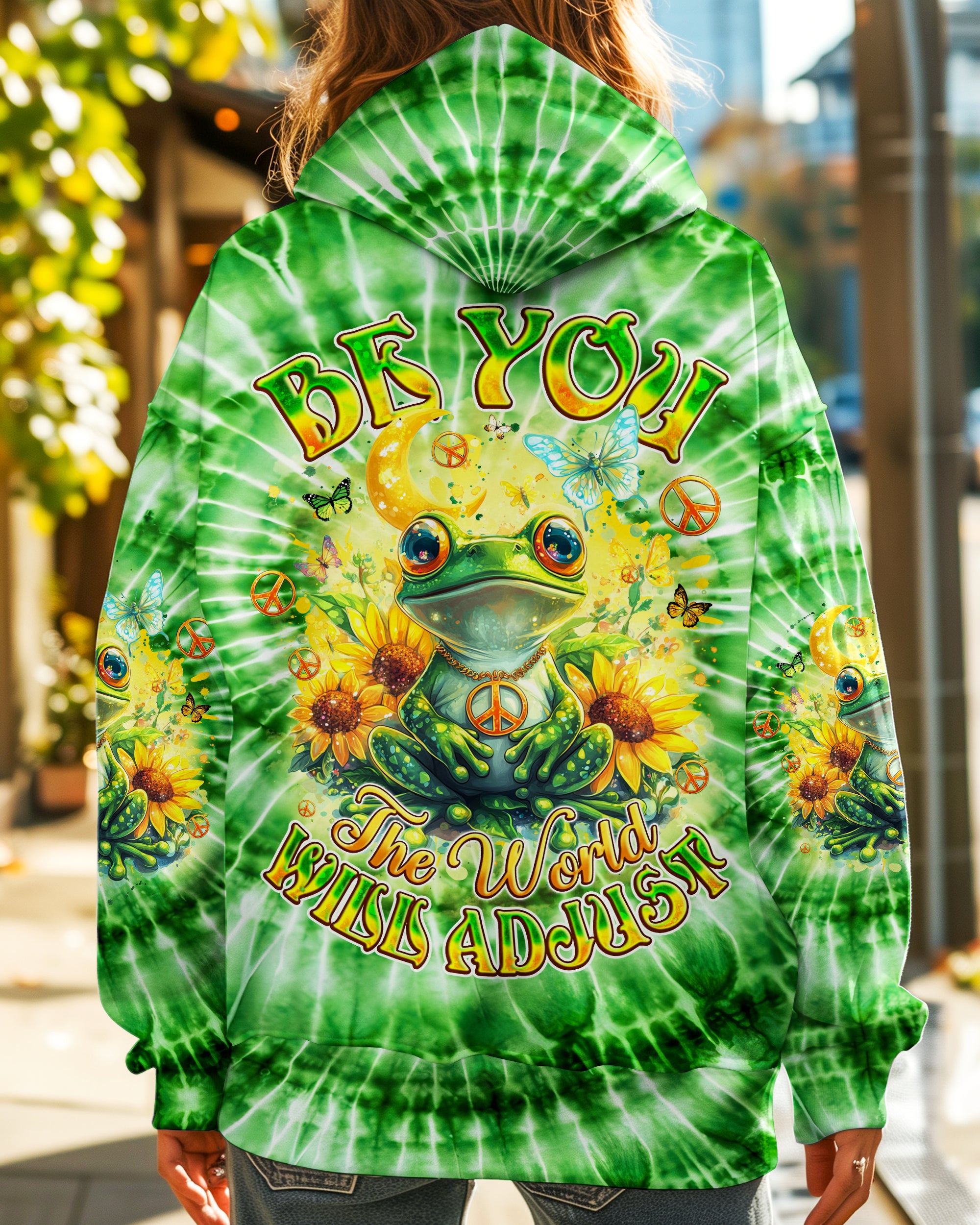 BE YOU THE WORLD WILL ADJUST FROG TIE DYE ALL OVER PRINT - TYQY1002254