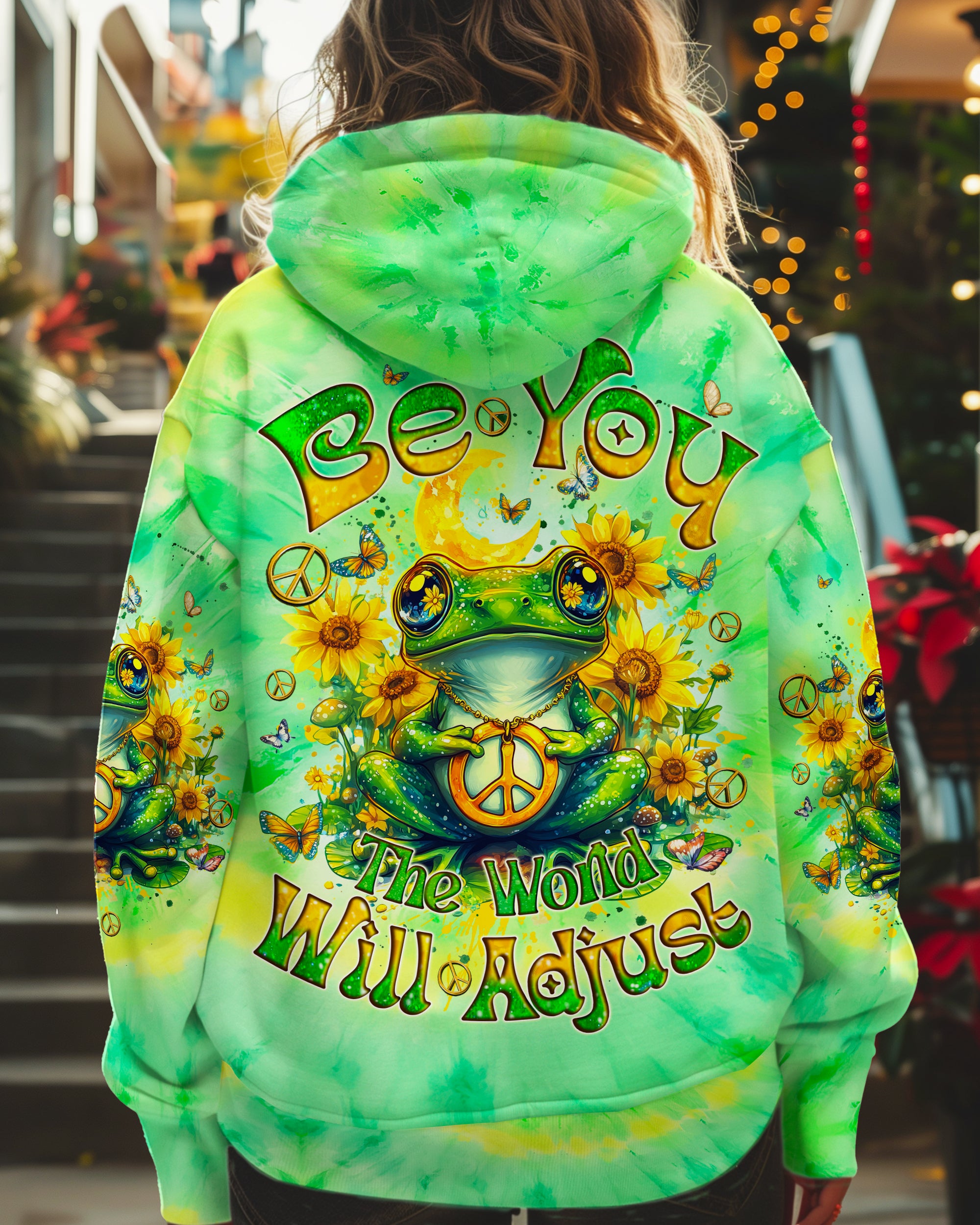 BE YOU THE WORLD WILL ADJUST FROG TIE DYE ALL OVER PRINT - TYQY1001251