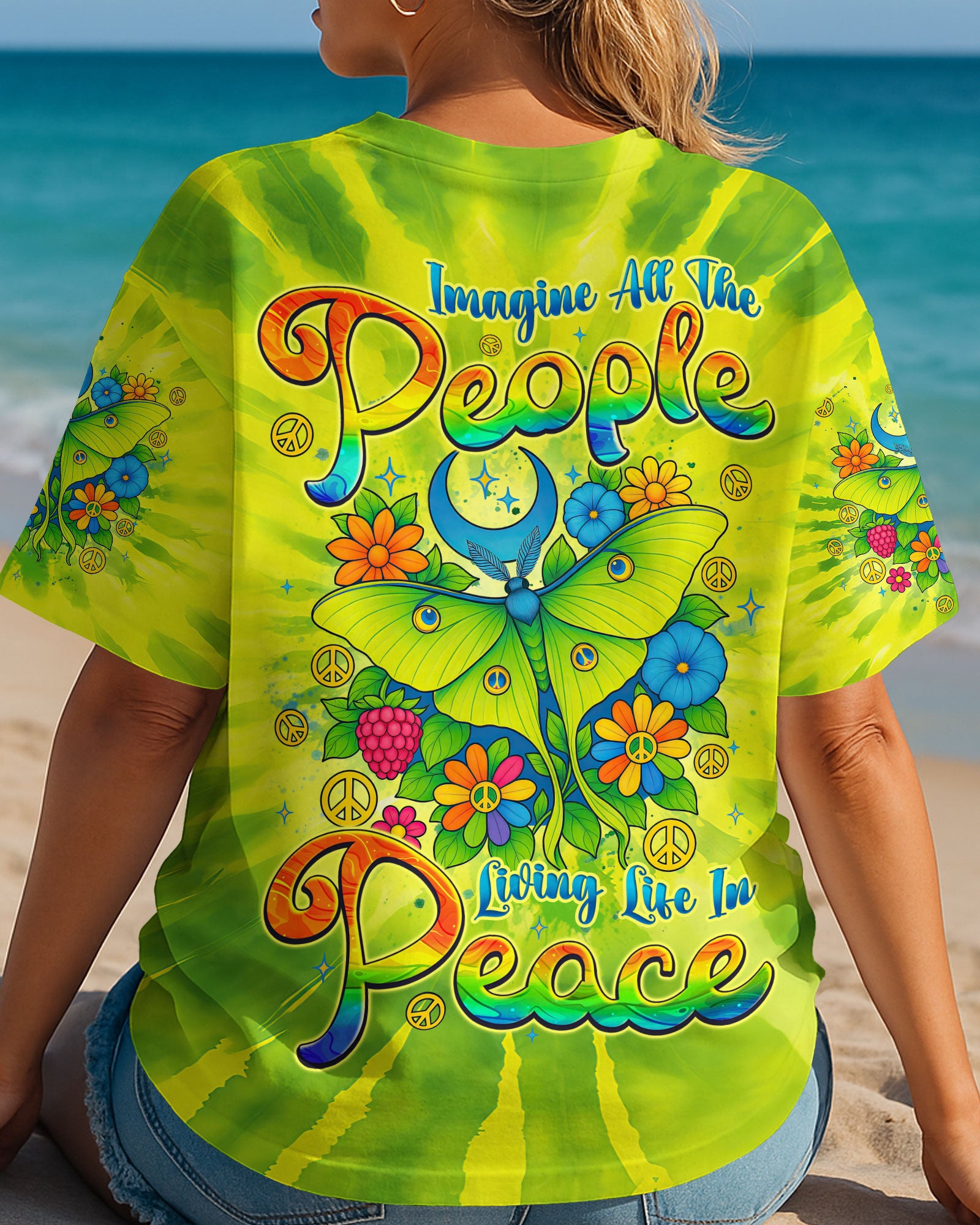 IMAGINE ALL THE PEOPLE LIVING LIFE IN PEACE BUTTERFLY TIE DYE ALL OVER PRINT - TYQY2104252