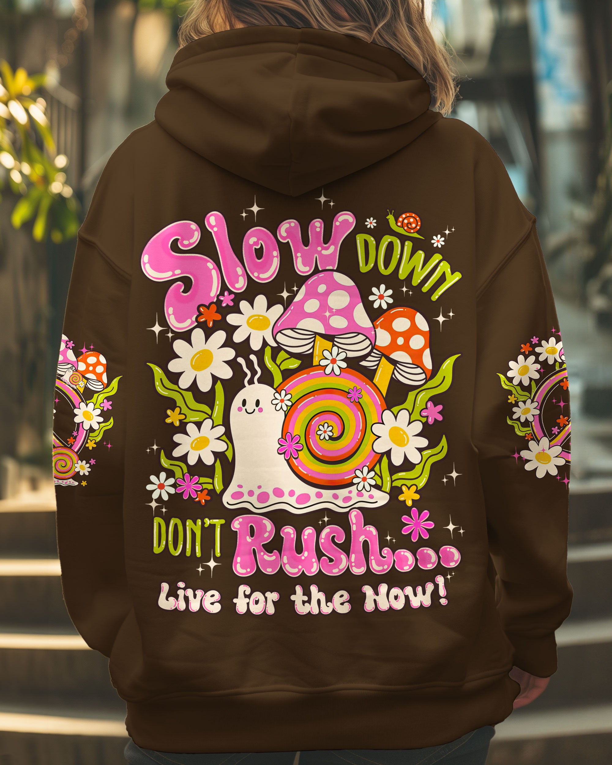 SLOW DOWN DON'T RUSH HIPPIE SNAIL ALL OVER PRINT - TYQY2406251