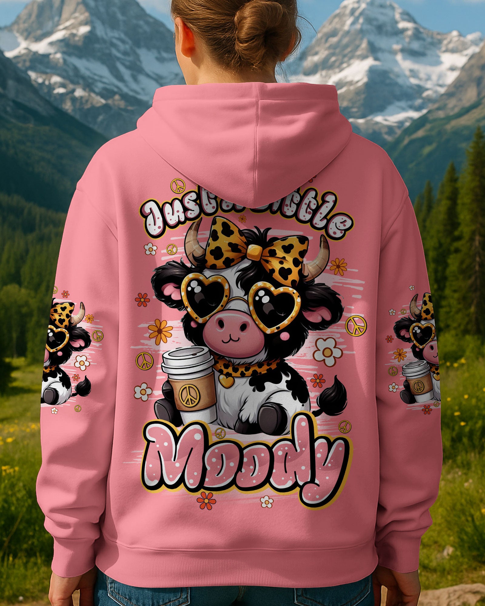 JUST A LITTLE MOODY COW HIPPIE ALL OVER PRINT - TYQY0207251