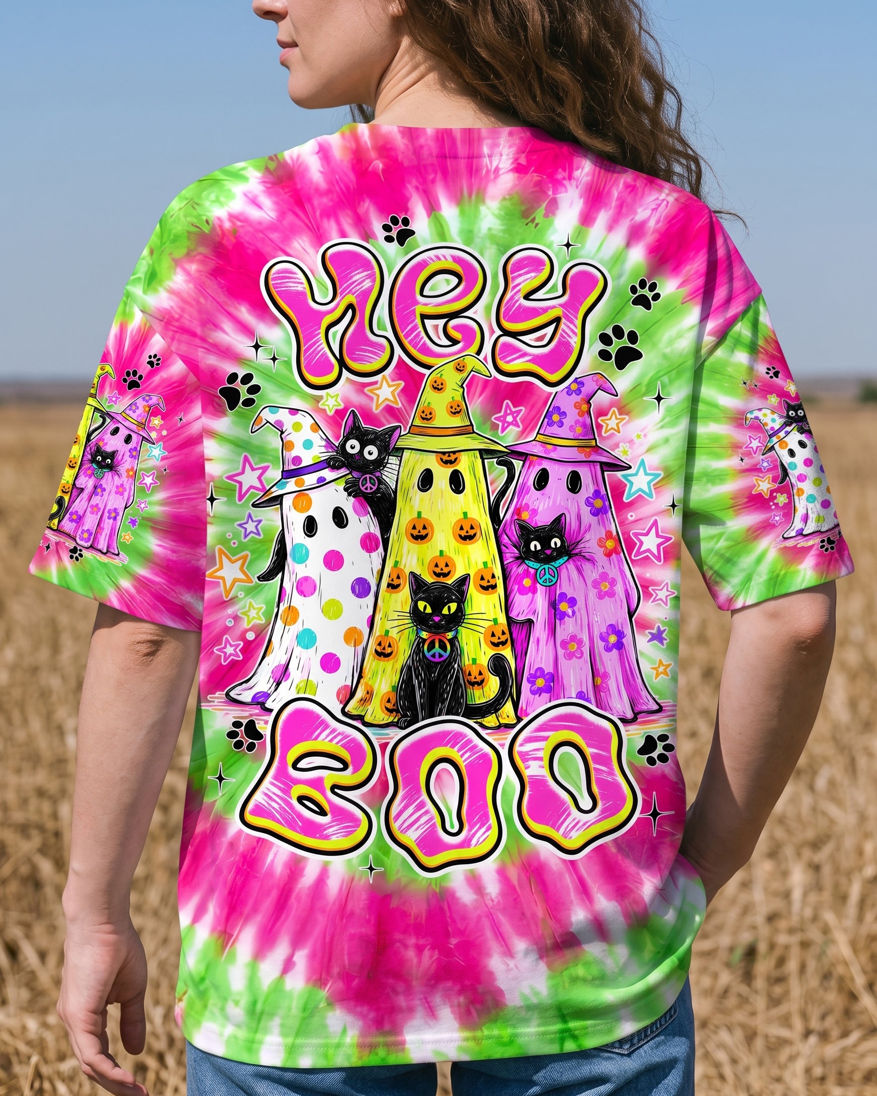 HEY BOO CATS HALLOWEEN ALL OVER PRINT - TYPQ2707261