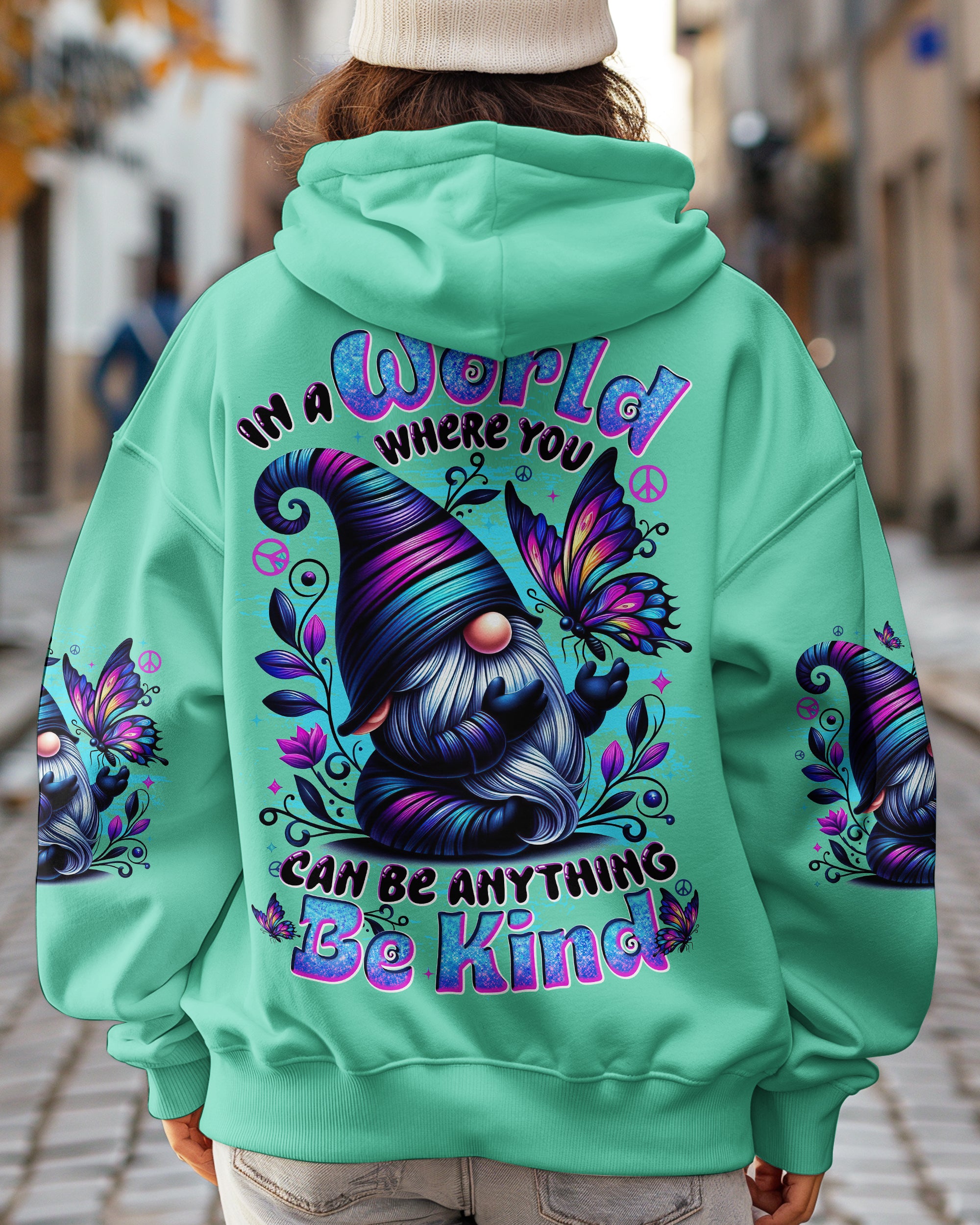IN A WORLD WHERE YOU CAN BE ANYTHING BE KIND GNOME BUTTERFLY ALL OVER PRINT - TYTD3107251