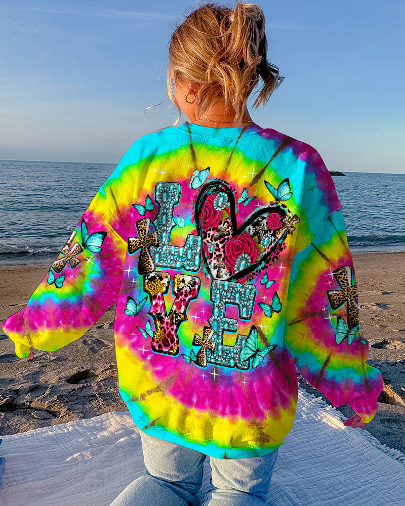 LOVE CROSS TIE DYE ALL OVER PRINT - TY1007232