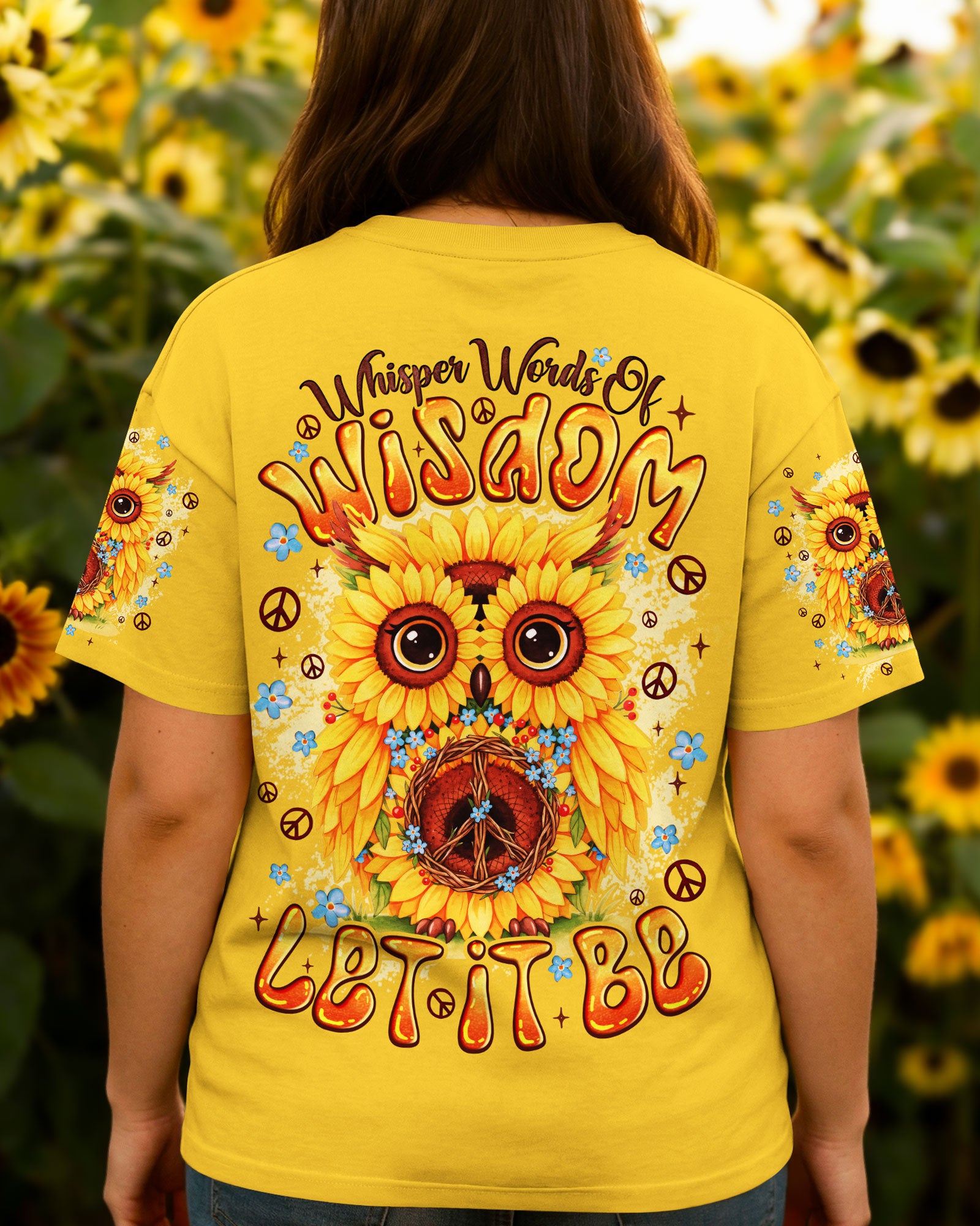 WHISPER WORDS OF WISDOM LET IT BE OWL SUNFLOWER ALL OVER PTINT - TYQY2303262