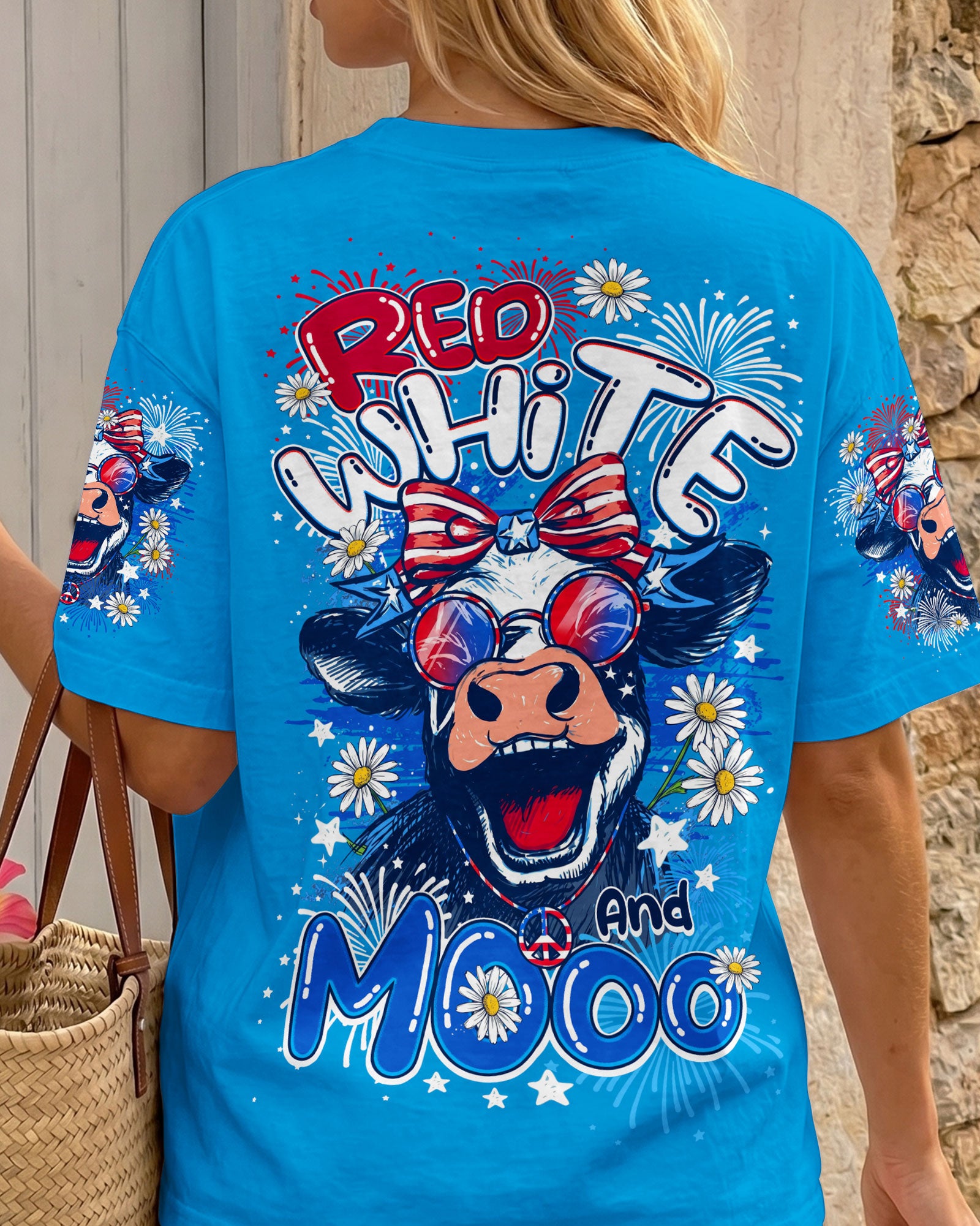 RED WHITE AND MOOO COW ALL OVER PRINT - TY0506262