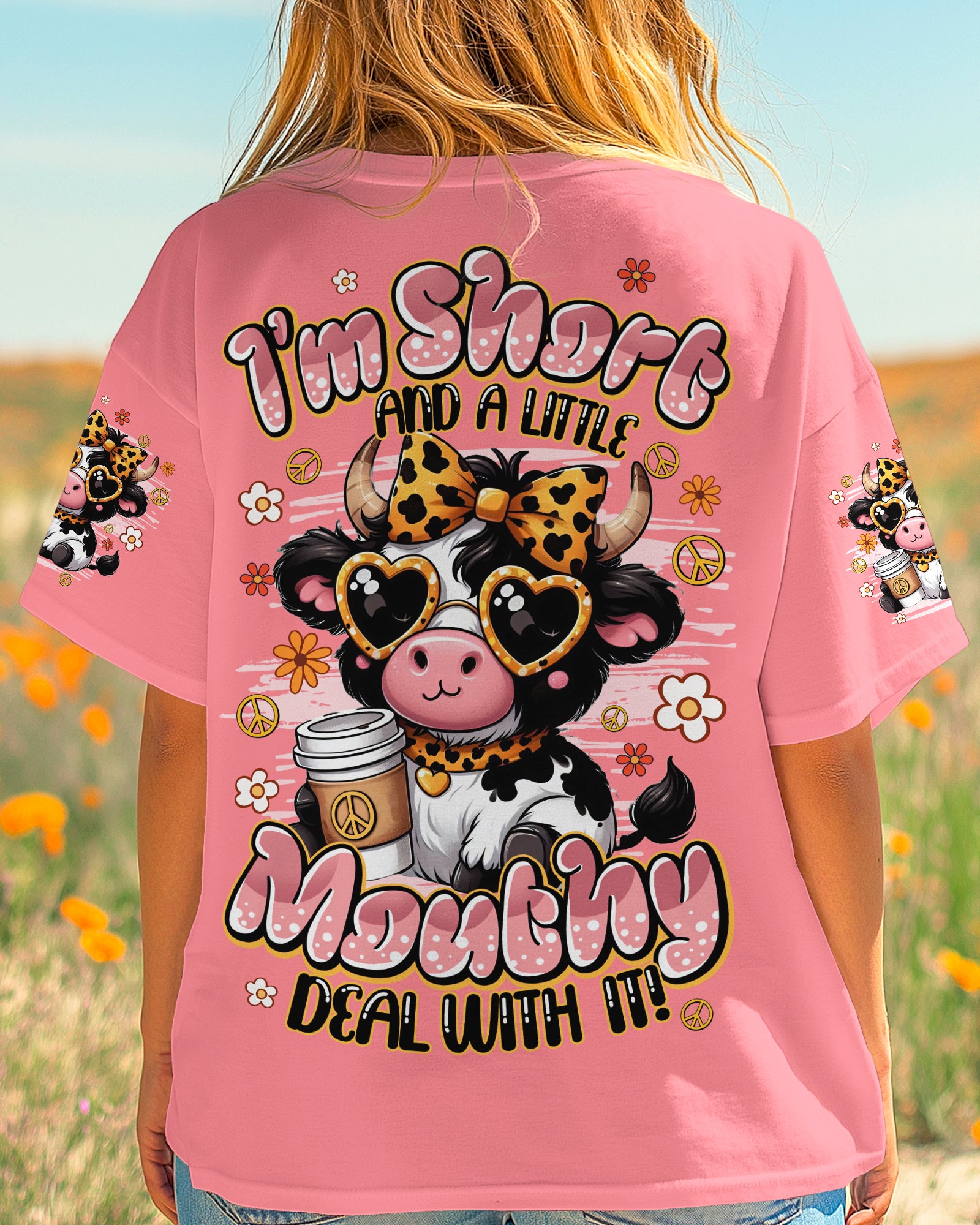 I'M SHORT AND A LITTLE MOUTHY COW HIPPIE ALL OVER PRINT - TYQY1107254