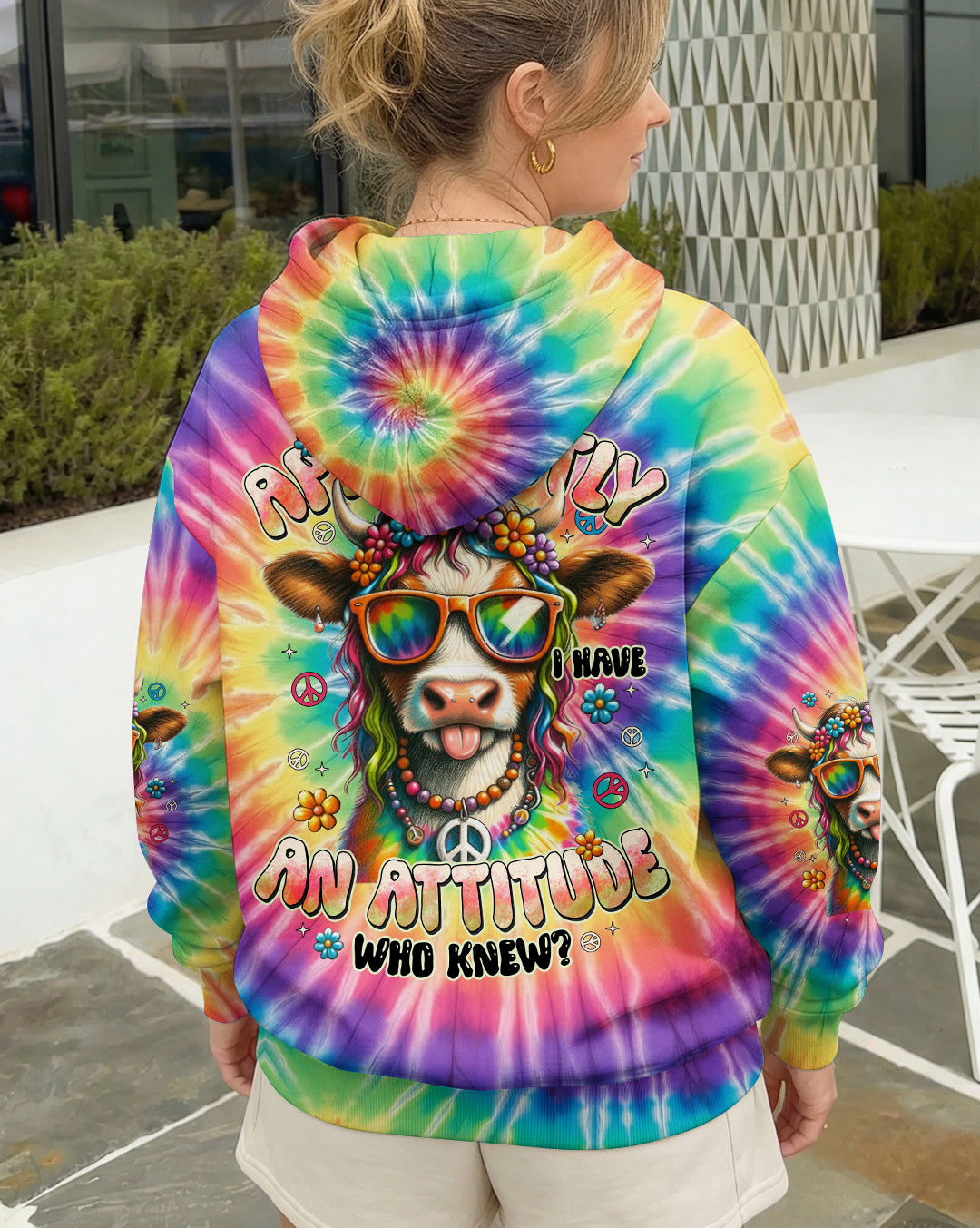 APPARENTLY I HAVE AN ATTITUDE WHO KNEW COW COLORFUL ALL OVER PRINT - TYTD2912251