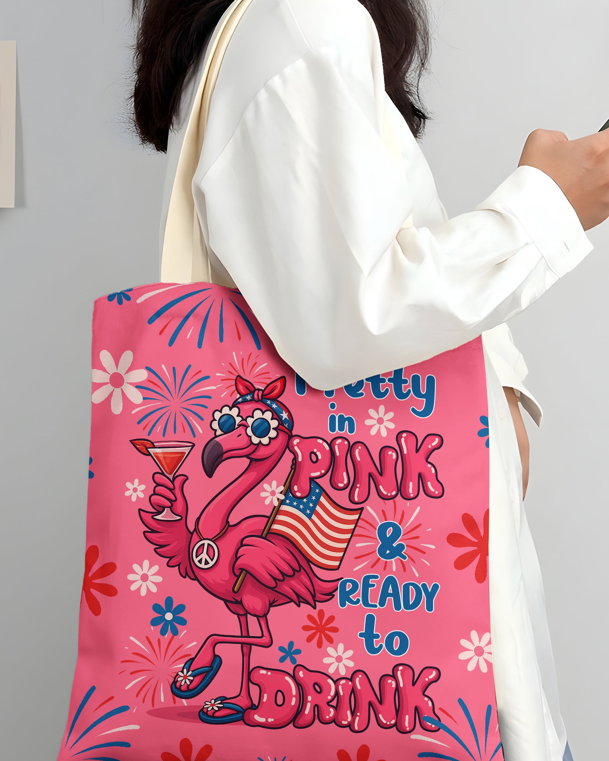 PRETTY IN PINK FLAMINGO TOTE BAG - TYQY1305254