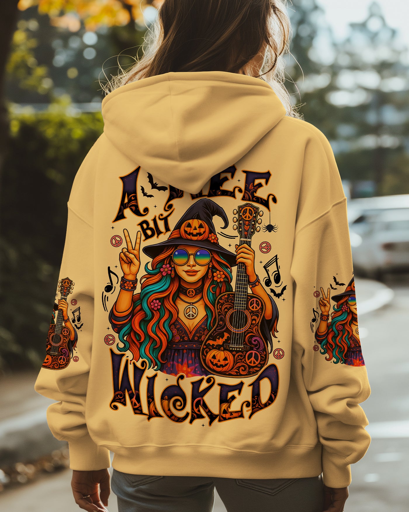 A WEE BIT WICKED HALLOWEEN HIPPIE WITCH ALL OVER PRINT - TYTD1706252