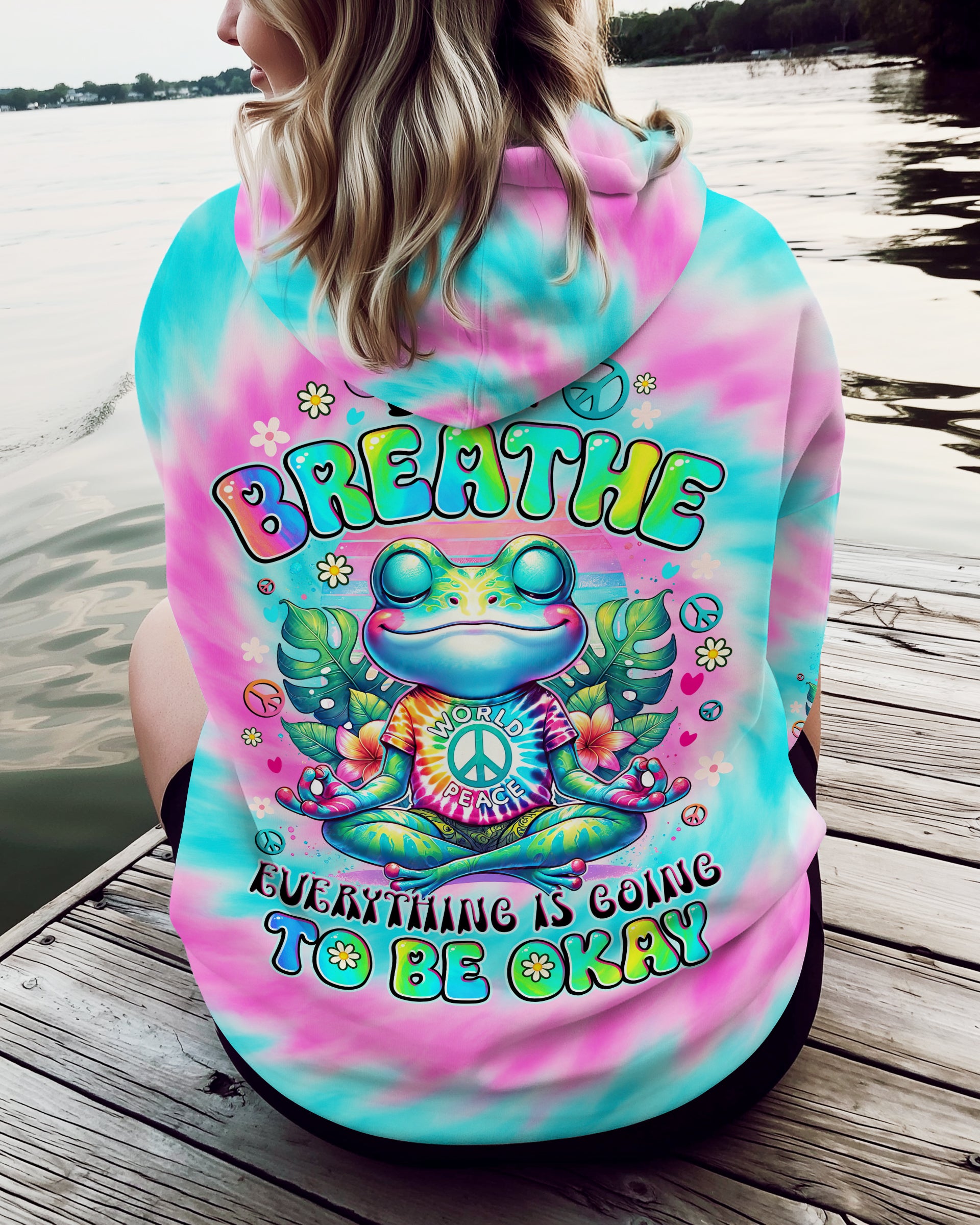 JUST BREATHE FROG TIE DYE ALL OVER PRINT - TYTD0809253