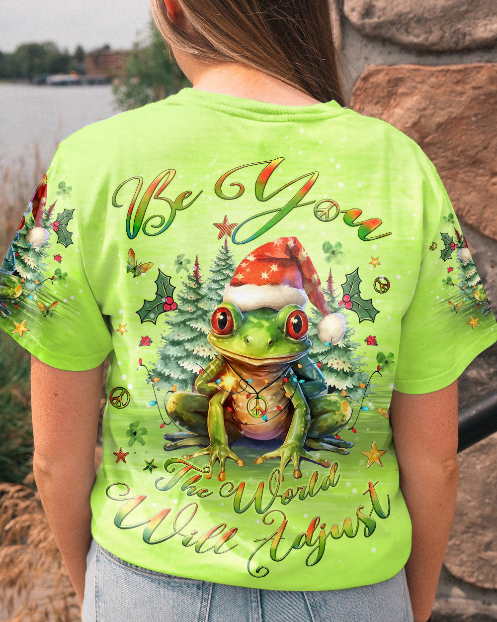 BE YOU THE WORLD WILL ADJUST CHRISTMAS FROG ALL OVER PRINT - YHLT1511231
