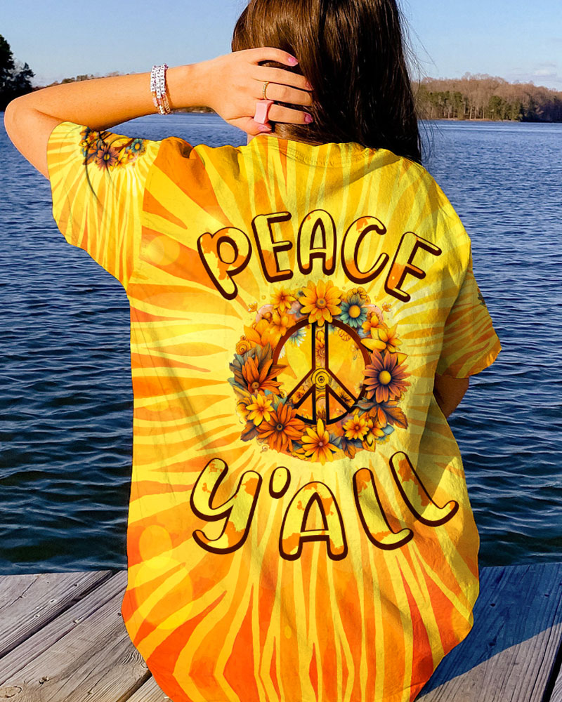 PEACE Y'ALL SUNFLOWERS TIE DYE ALL OVER PRINT - TY3006231