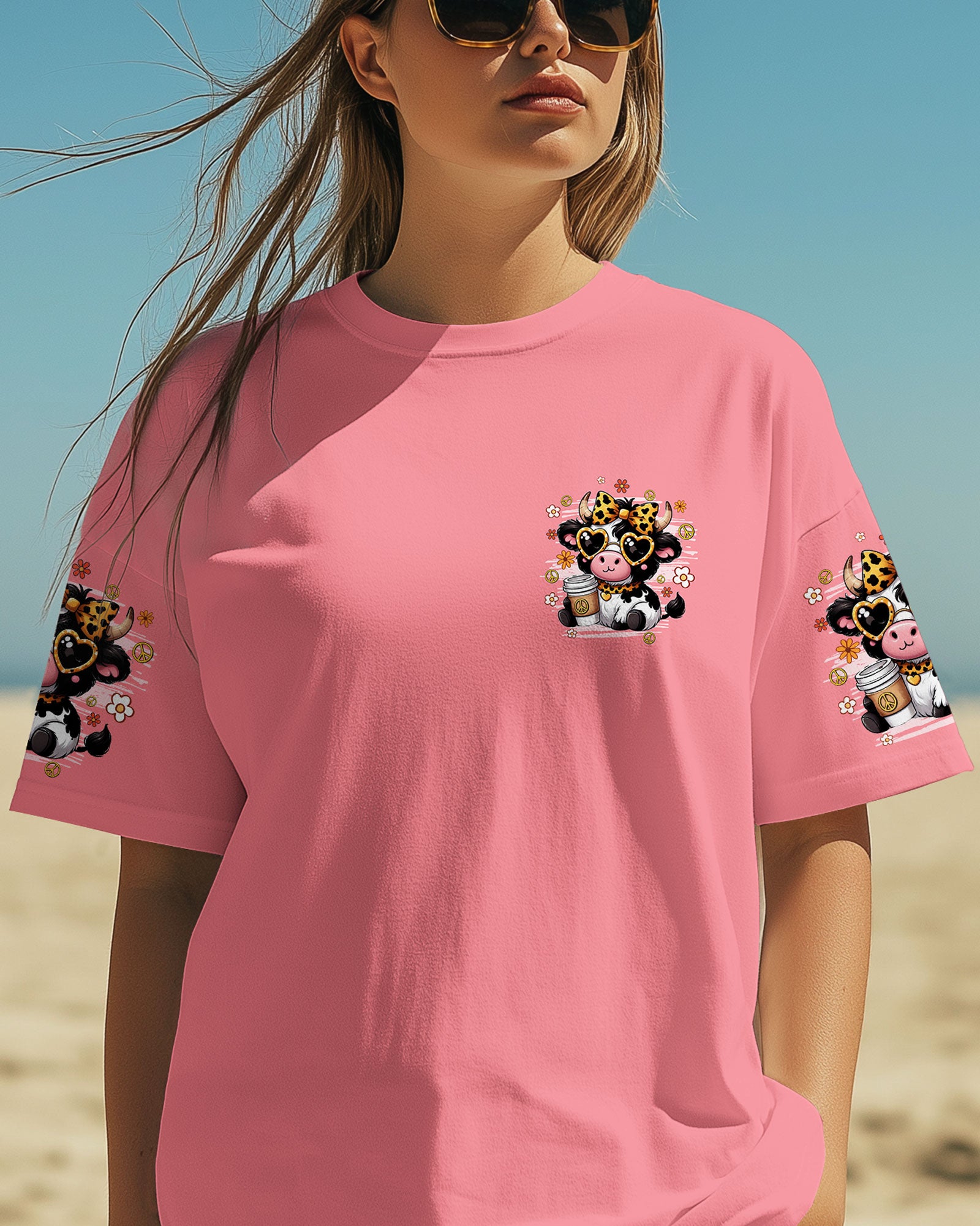I'M SHORT AND A LITTLE MOUTHY COW HIPPIE ALL OVER PRINT - TYQY1107254