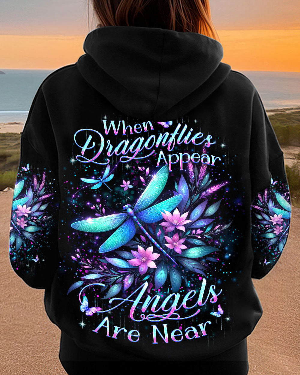 WHEN DRAGONFLIES APPEAR ANGELS ARE NEAR DRAGONFLY ALL OVER PRINT - YHKD0611233