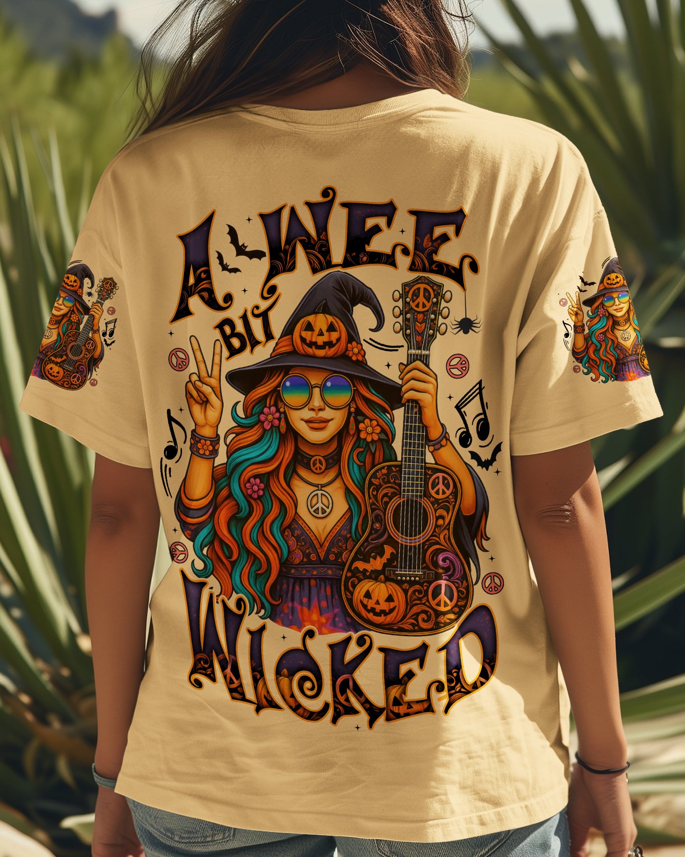 A WEE BIT WICKED HALLOWEEN HIPPIE WITCH ALL OVER PRINT - TYTD1706252