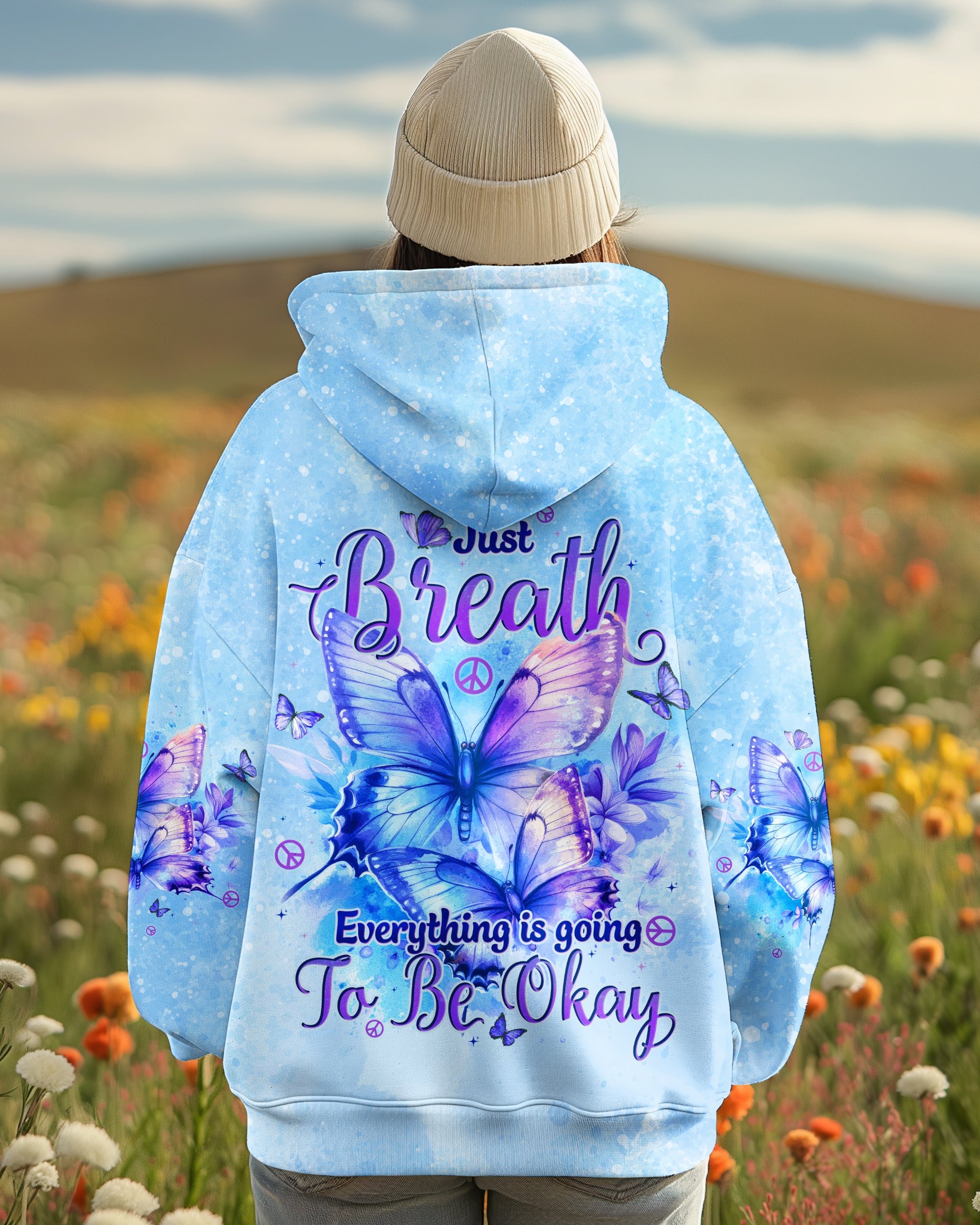 JUST BREATHE BUTTERFLIES ALL OVER PRINT - TYTD0302251