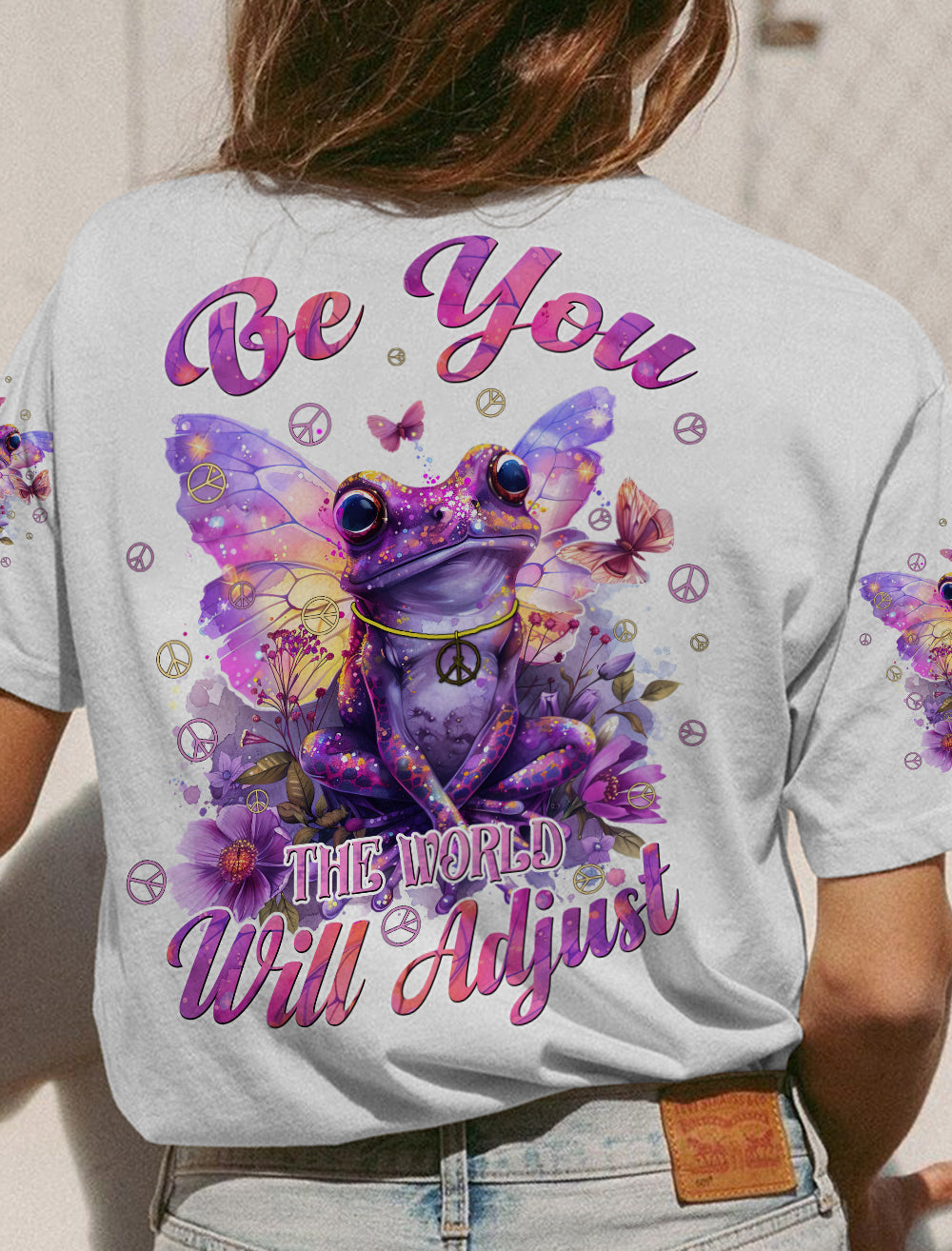 BE YOU THE WORLD WILL ADJUST FROG ALL OVER PRINT - TYHI1303241