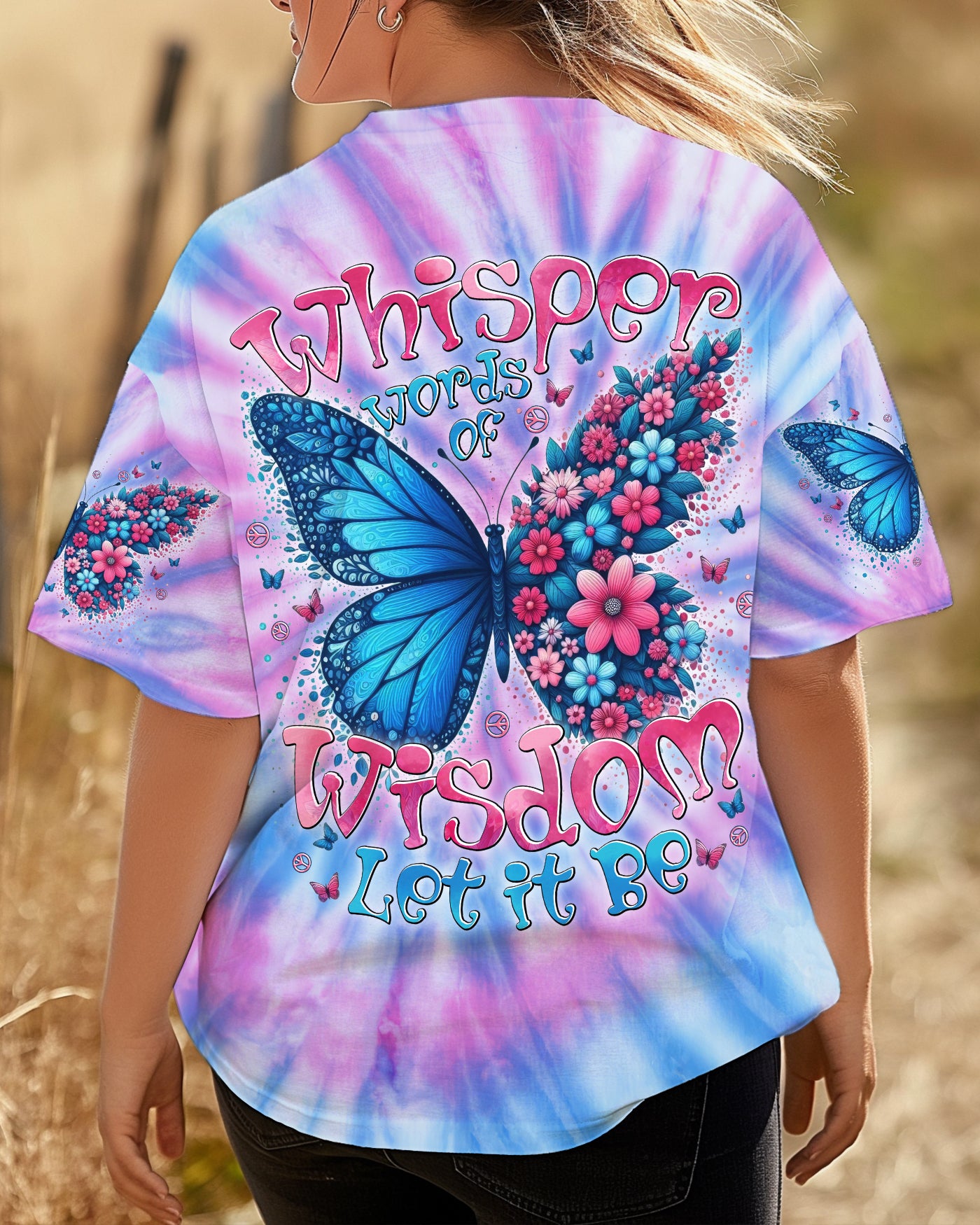 WHISPER WORDS OF WISDOM LET IT BE BUTTERFLY TIE DYE ALL OVER PRINT - TYTD0603251