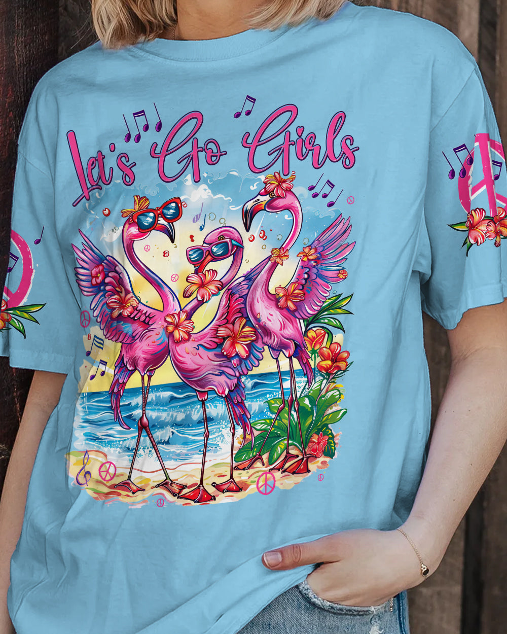 LET'S GO GIRLS FLAMINGOS BEACH ALL OVER PRINT - TYTD0904242