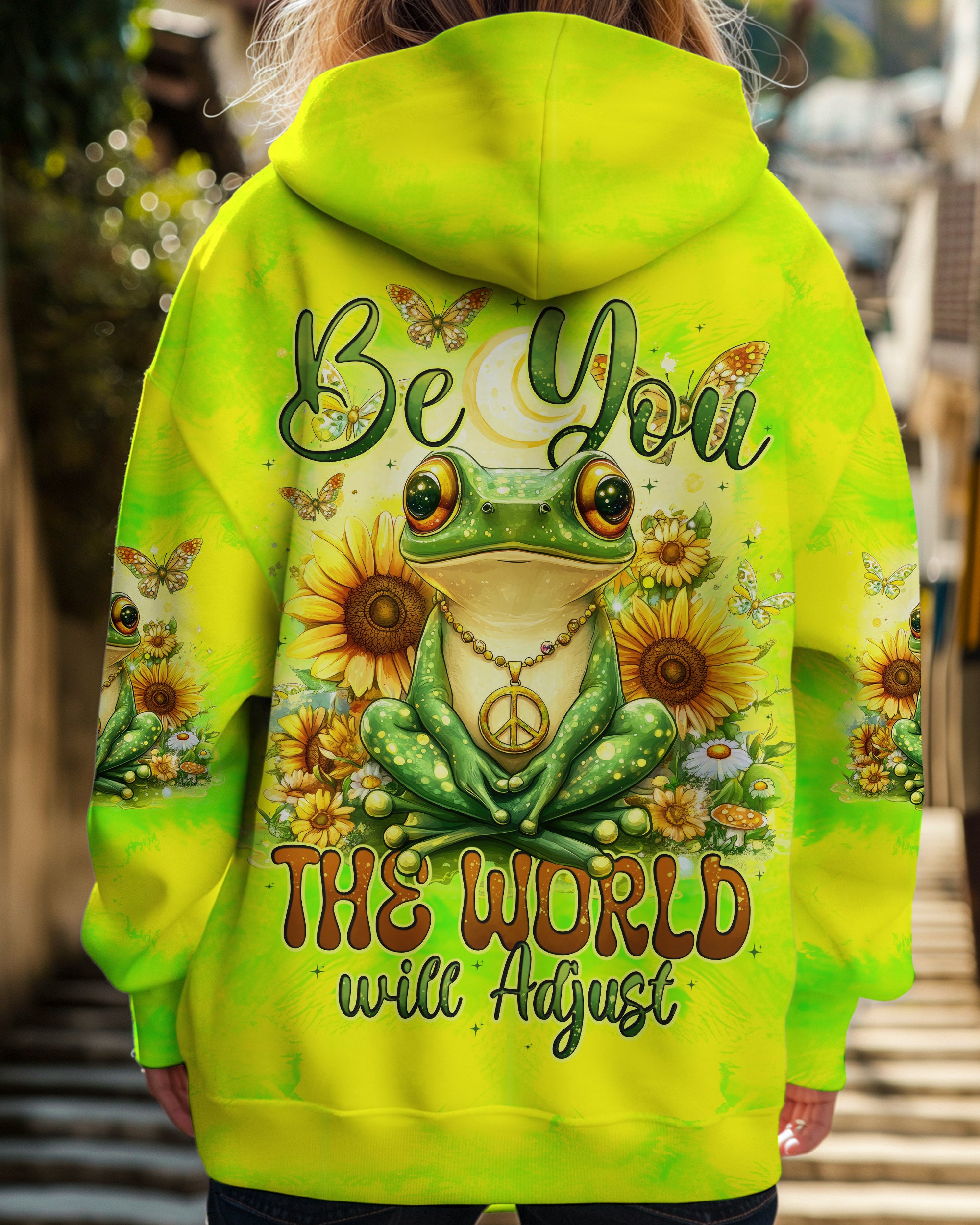 BE YOU THE WORLD WILL ADJUST FROG ALL OVER PRINT - TYTD2412241