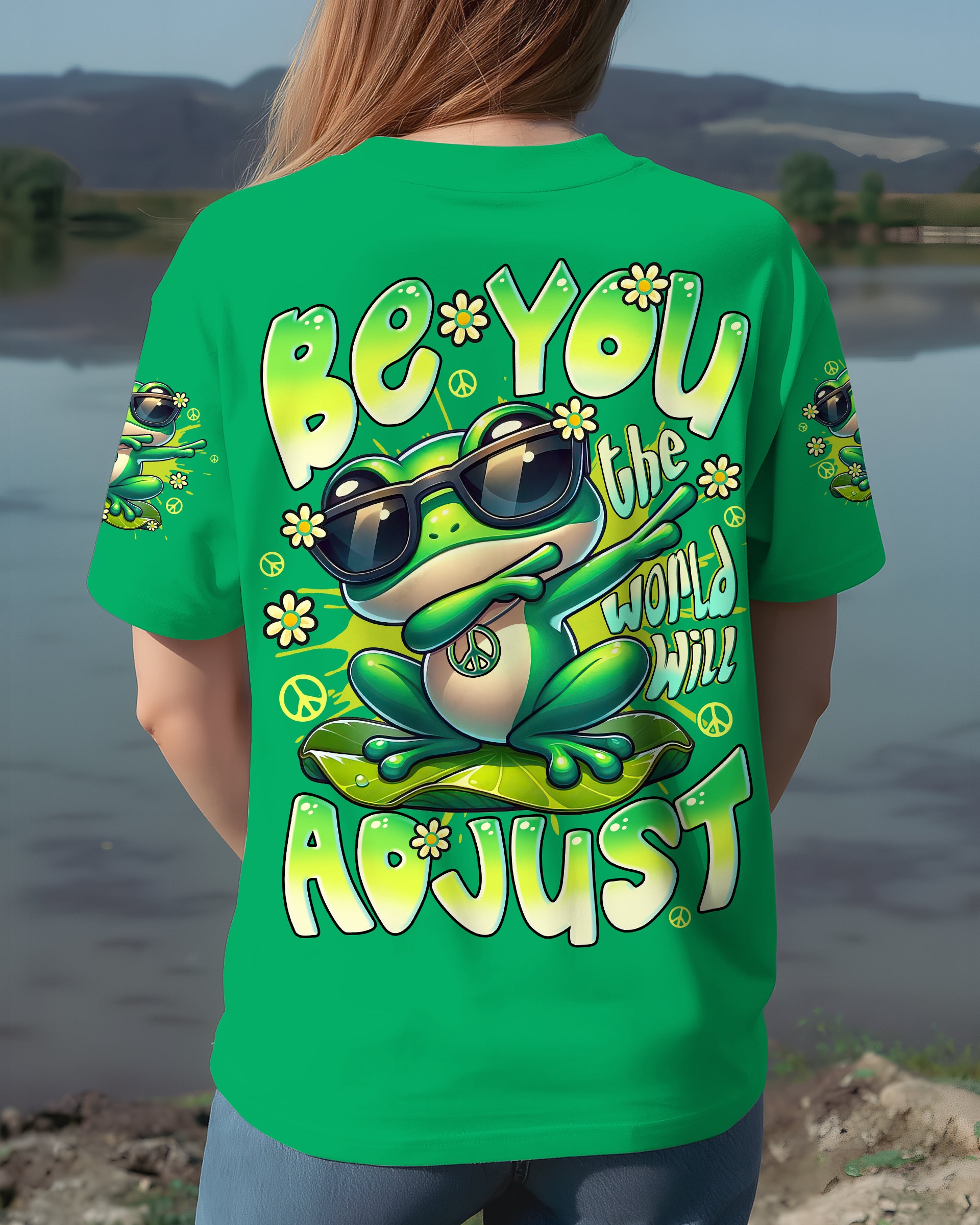 BE YOU THE WORLD WILL ADJUST FROG ALL OVER PRINT - TYTD2708253