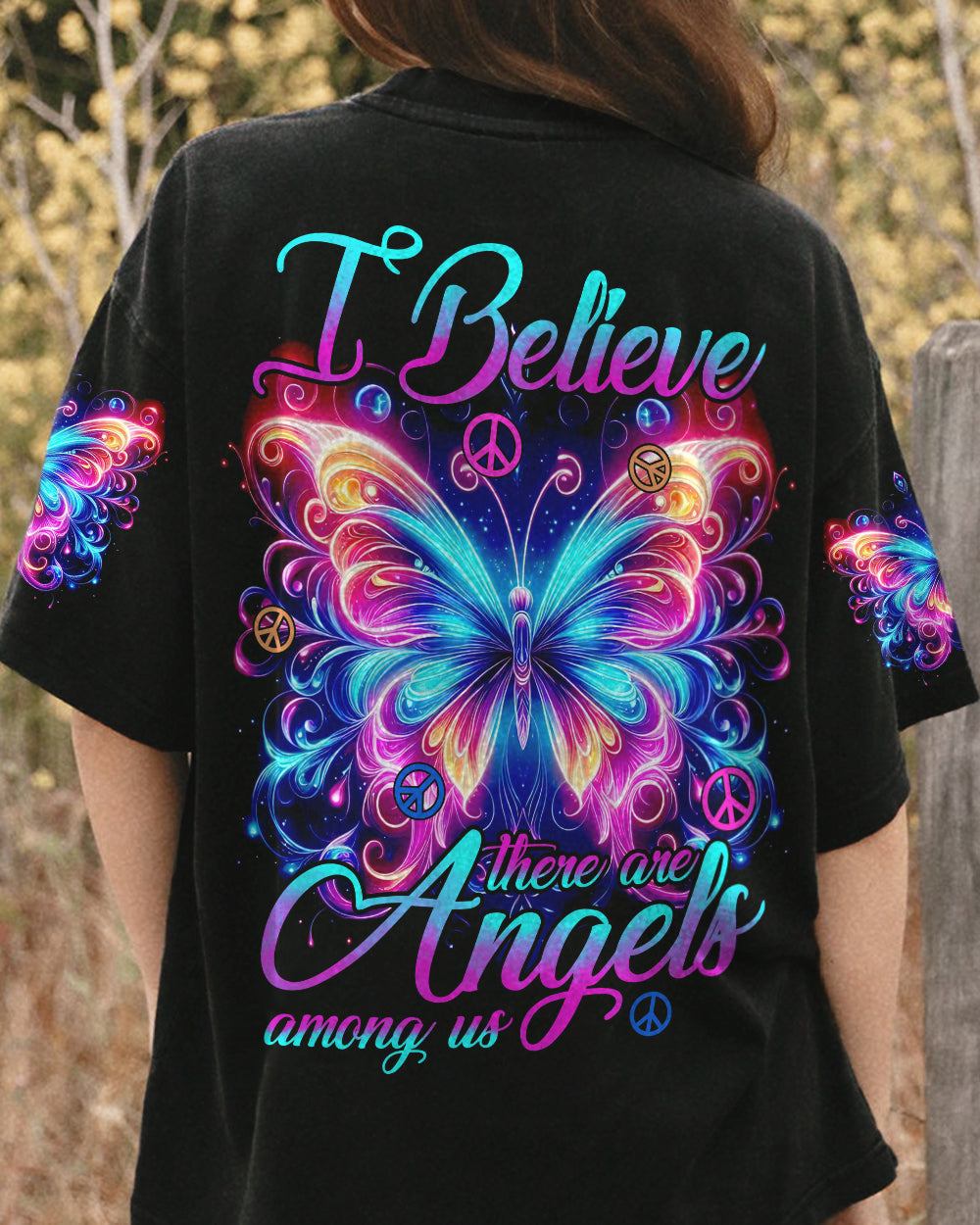 I BELIEVE THERE ARE ANGELS AMONG US BUTTERFLY ALL OVER PRINT - TYHI1504244