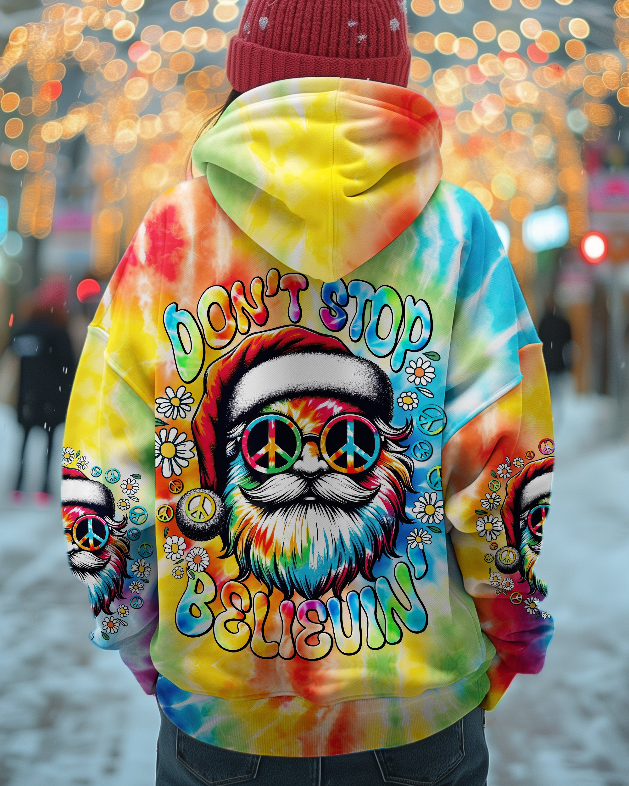 DON'T STOP BELIEVING CHRISTMAS TIE DYE ALL OVER PRINT - TYTD1311242