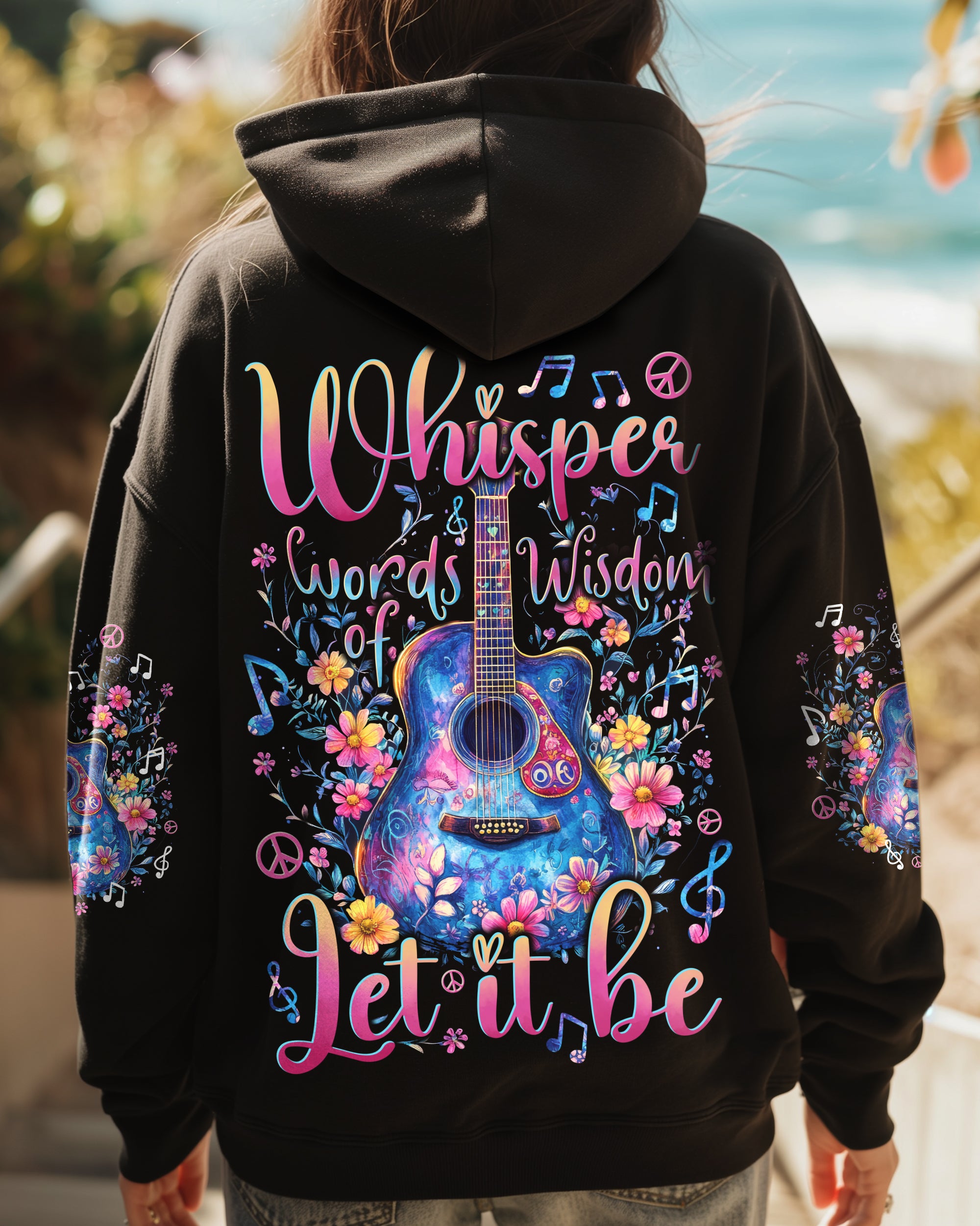 WHISPER WORDS OF WISDOM LET IT BE GUITAR FLOWERS ALL OVER PRINT - TYTD0612242