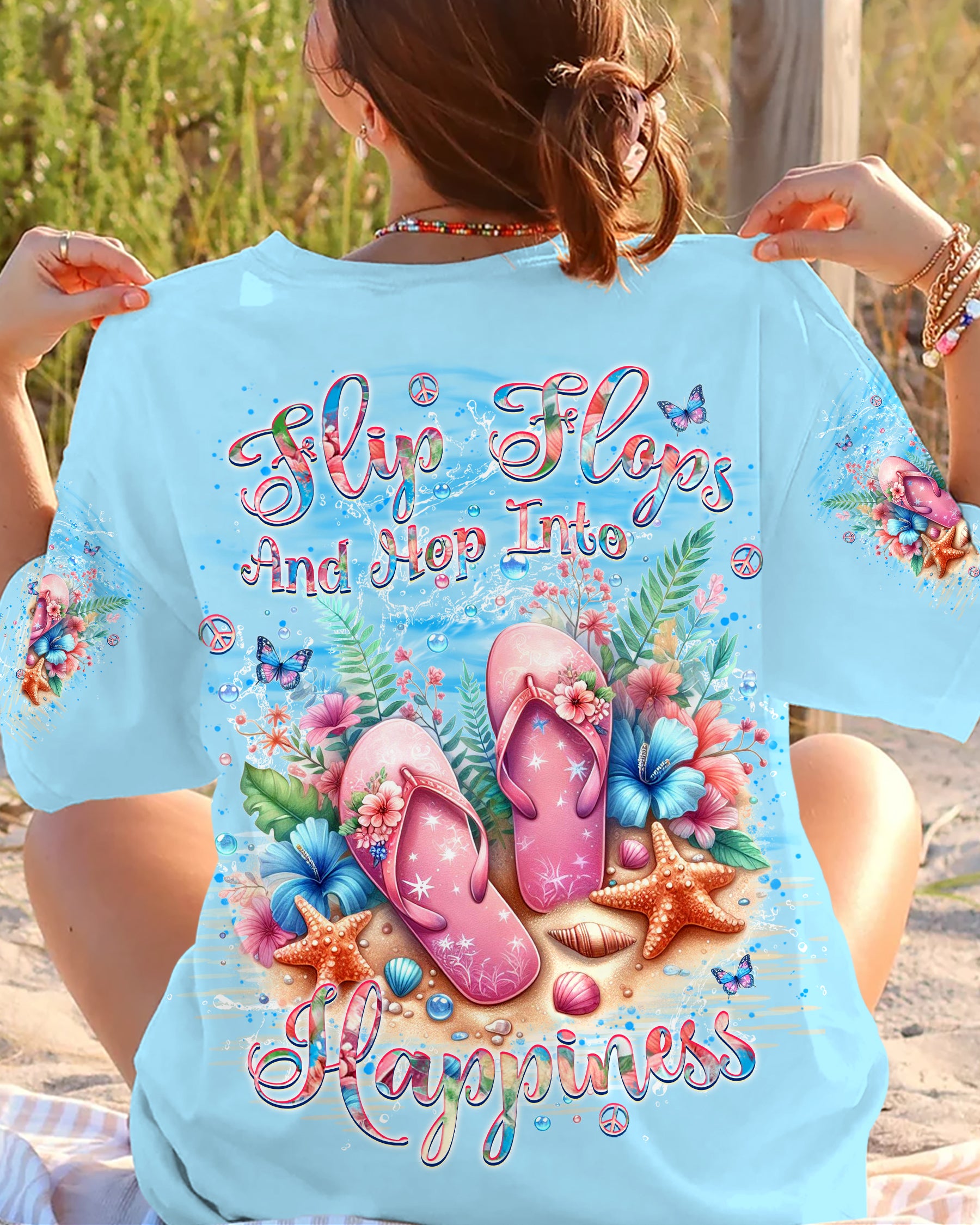 FLIP FLOP AND HOP INTO HAPPINESS ALL OVER PRINT - YHKD2305243