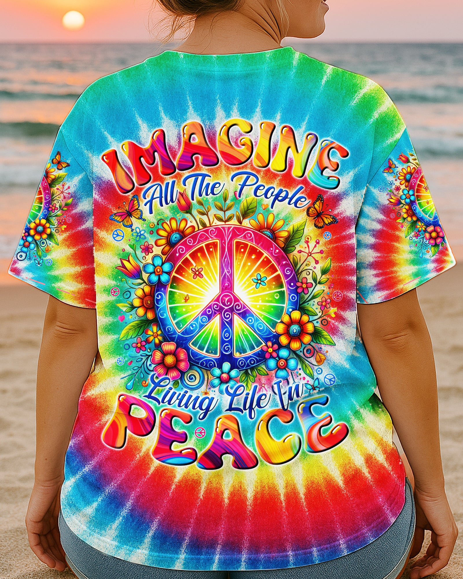 IMAGINE ALL THE PEOPLE LIVING LIFE IN PEACE TIE DYE ALL OVER PRINT - TYTD1704253