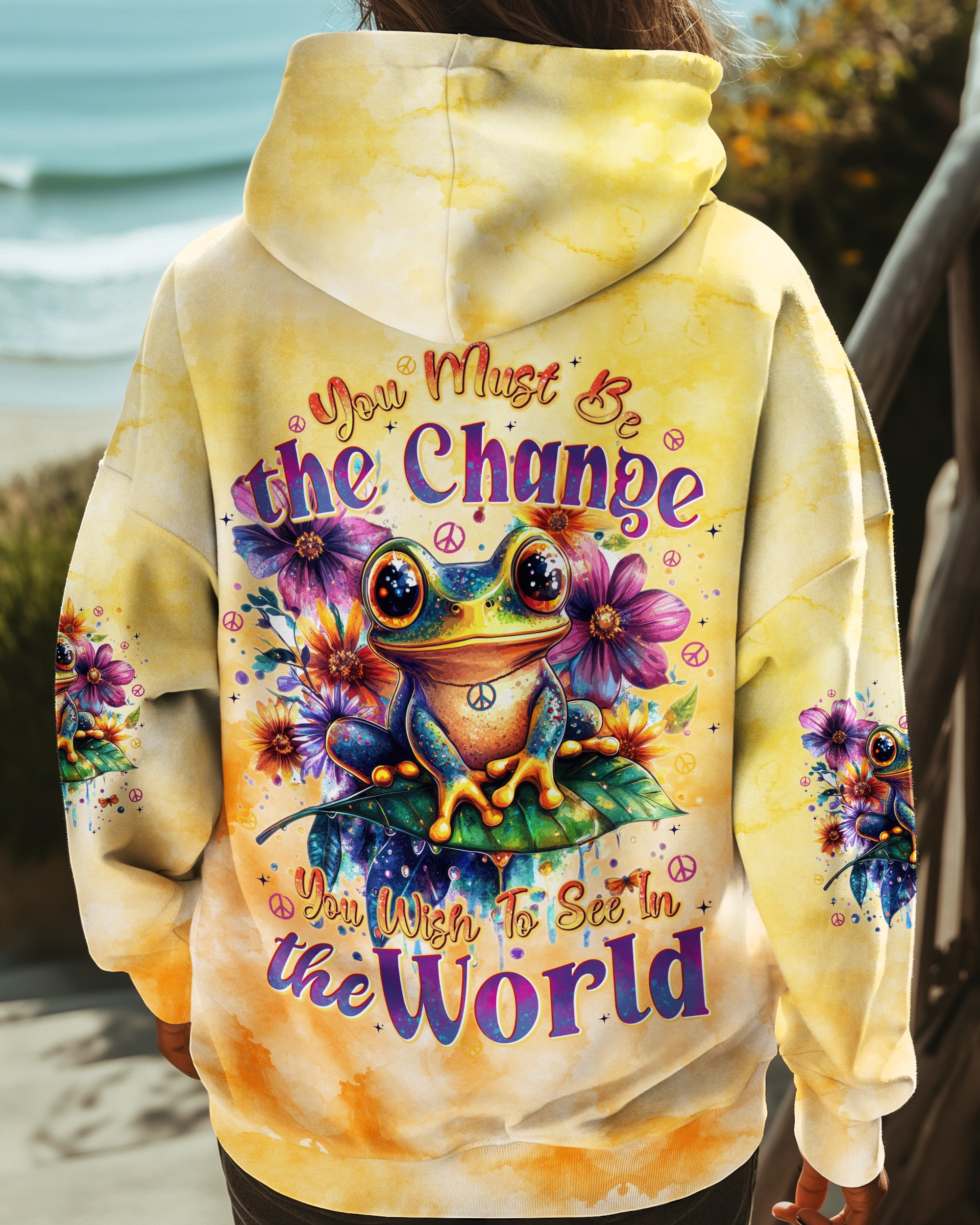 YOU MUST BE THE CHANGE FROG ALL OVER PRINT - TYTD3009243