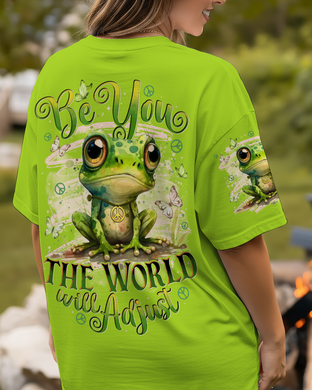 BE YOU THE WORLD  WILL ADJUST FROG ALL OVER PRINT - TYTD2010251