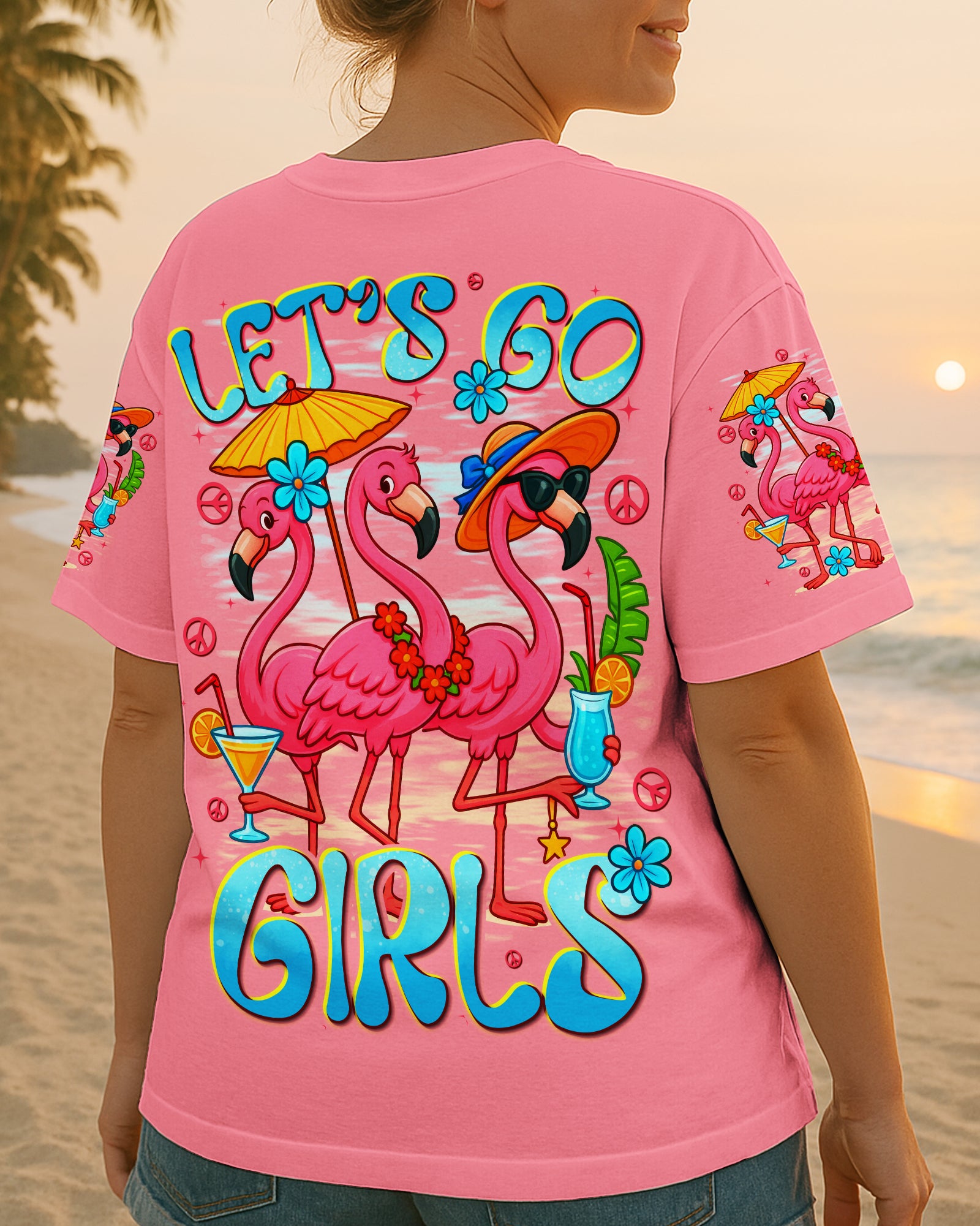 LET'S GO GIRLS FLAMINGO ALL OVER PRINT - TYTD0505251