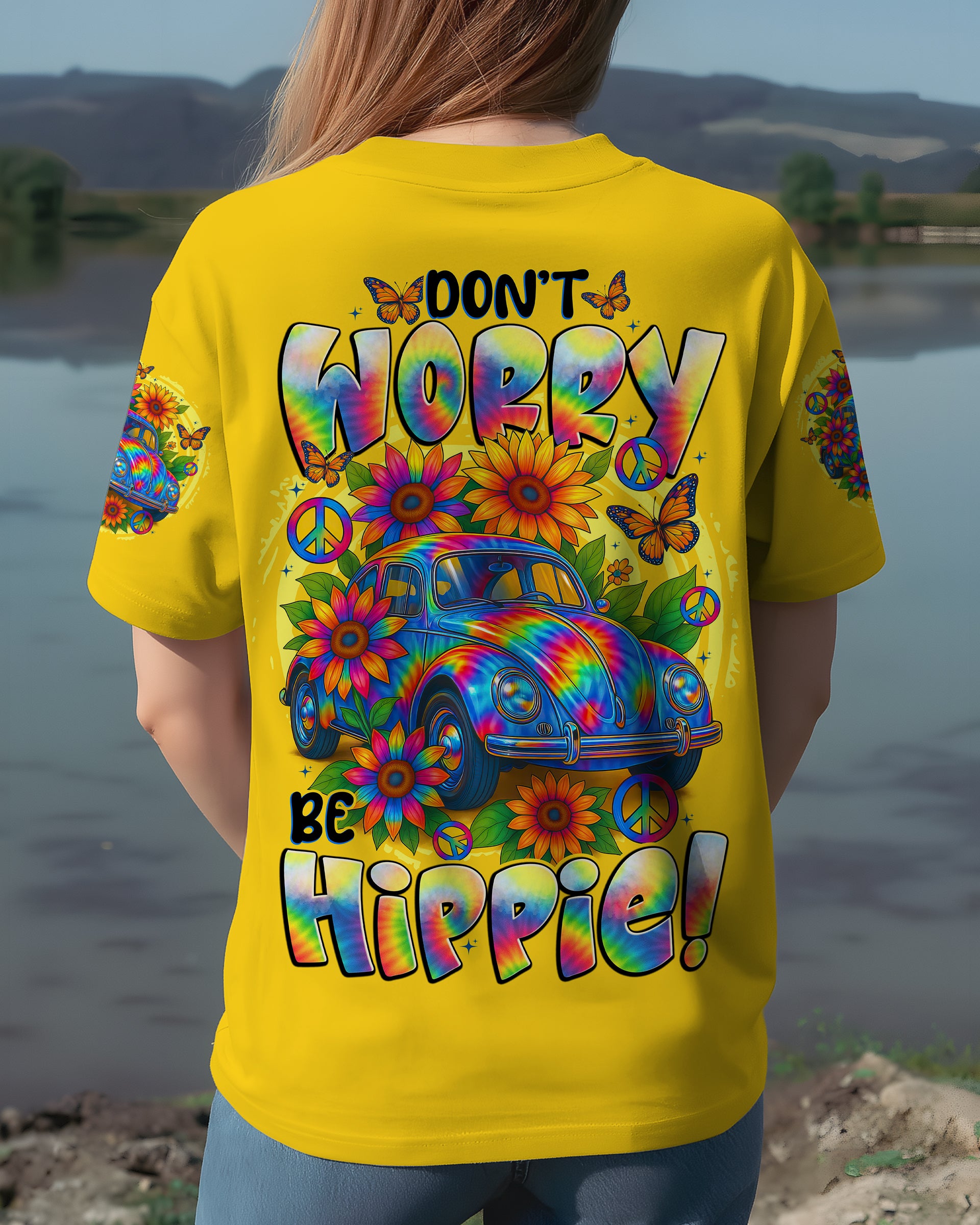 DON'T WORRY BE HIPPIE CAR ALL OVER PRINT - TYTD2608252