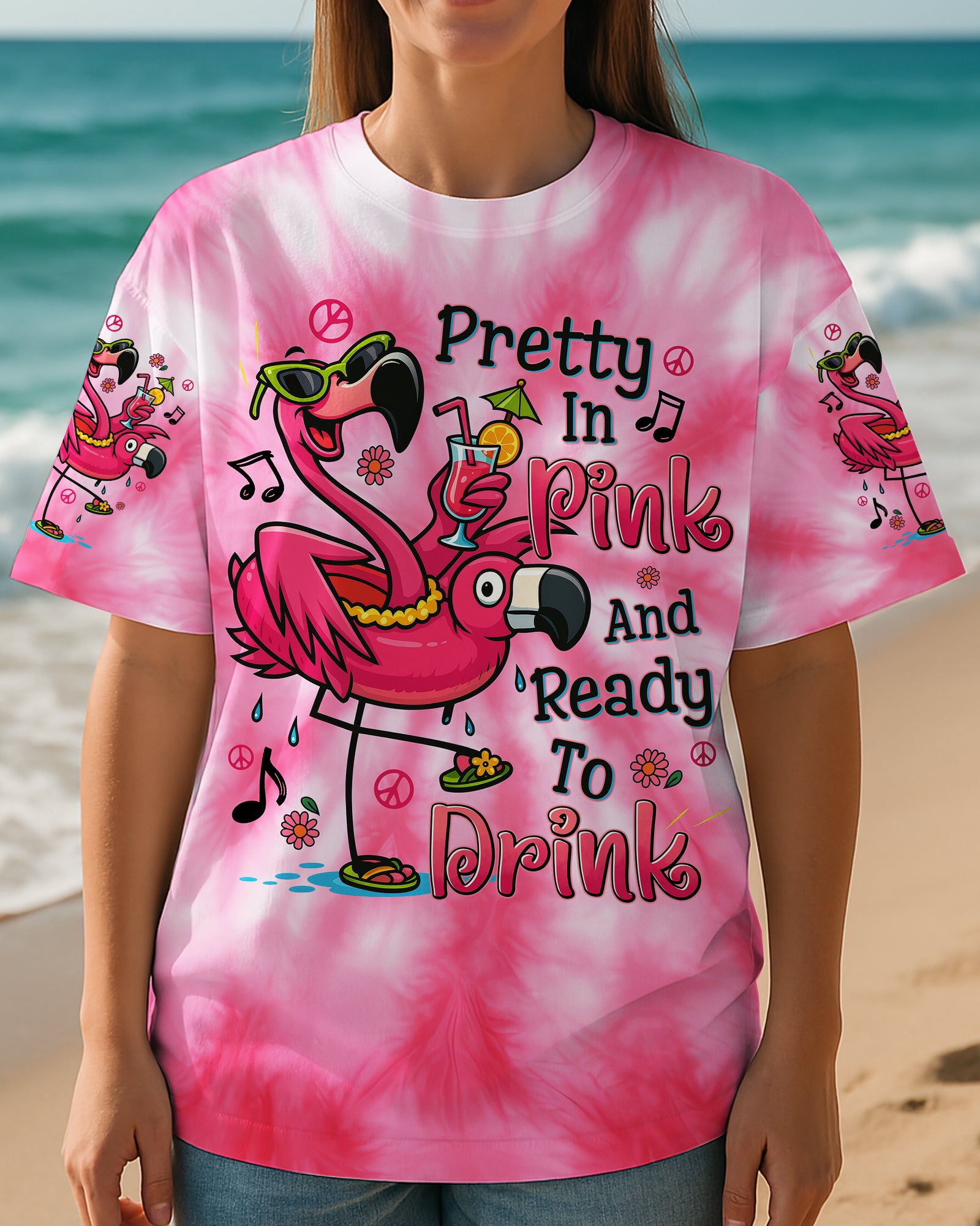 PRETTY IN PINK FLAMINGO ALL OVER PRINT - TYTD1504252
