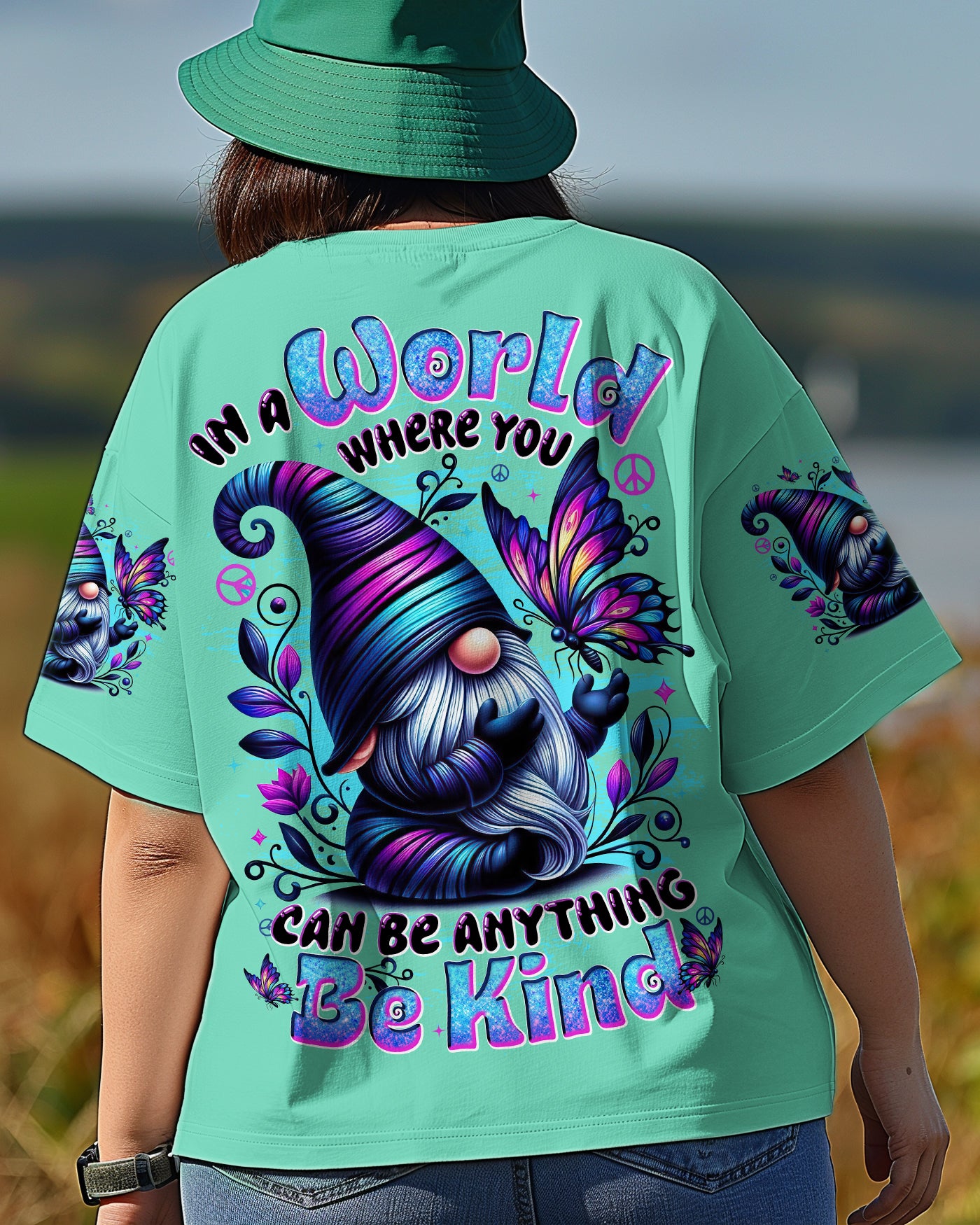 IN A WORLD WHERE YOU CAN BE ANYTHING BE KIND GNOME BUTTERFLY ALL OVER PRINT - TYTD3107251