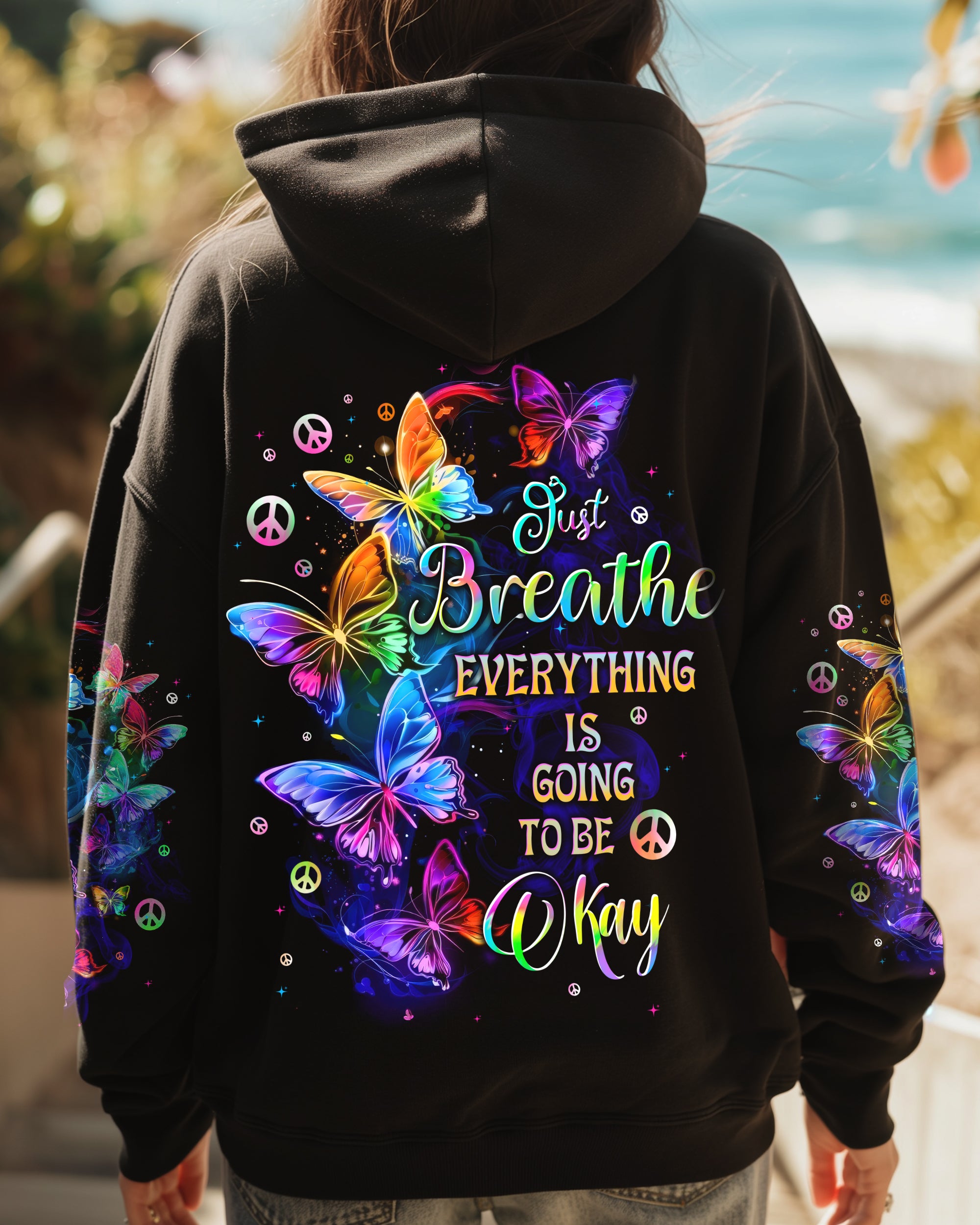 JUST BREATHE BUTTERFLIES ALL OVER PRINT - TYTD1010243