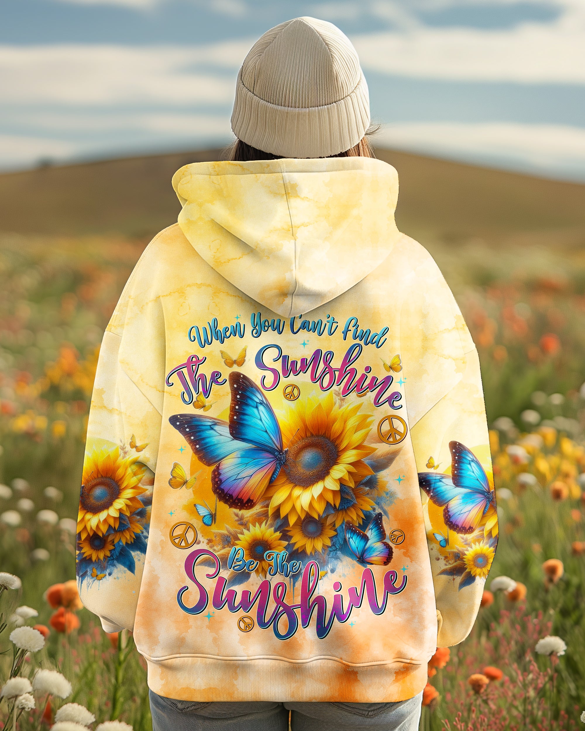 BE THE SUNSHINE BUTTERFLY SUNFLOWERS ALL OVER PRINT - TYTD1401252