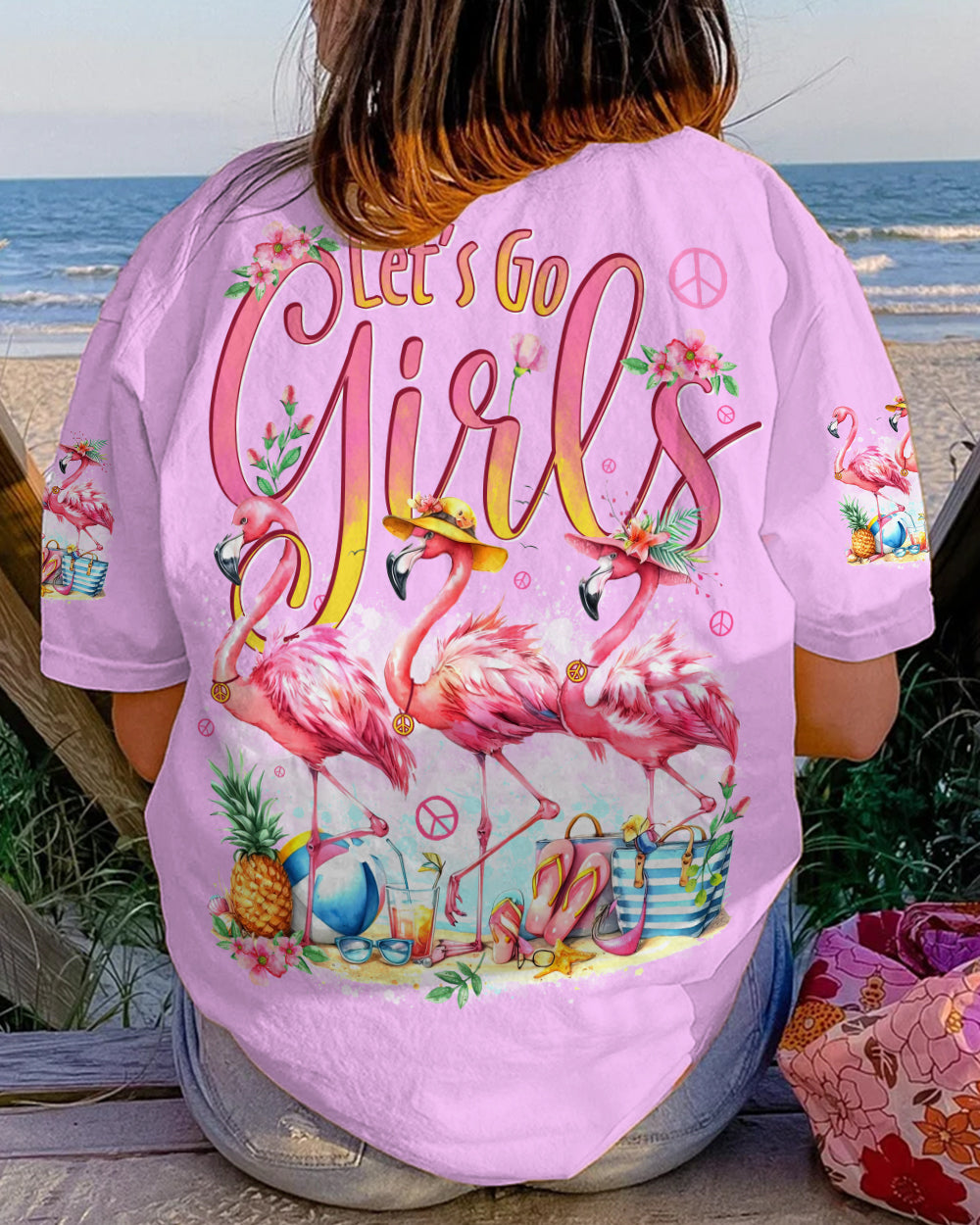 LET'S GO GIRLS FLAMINGO BEACH ALL OVER PRINT - TYTD2205242