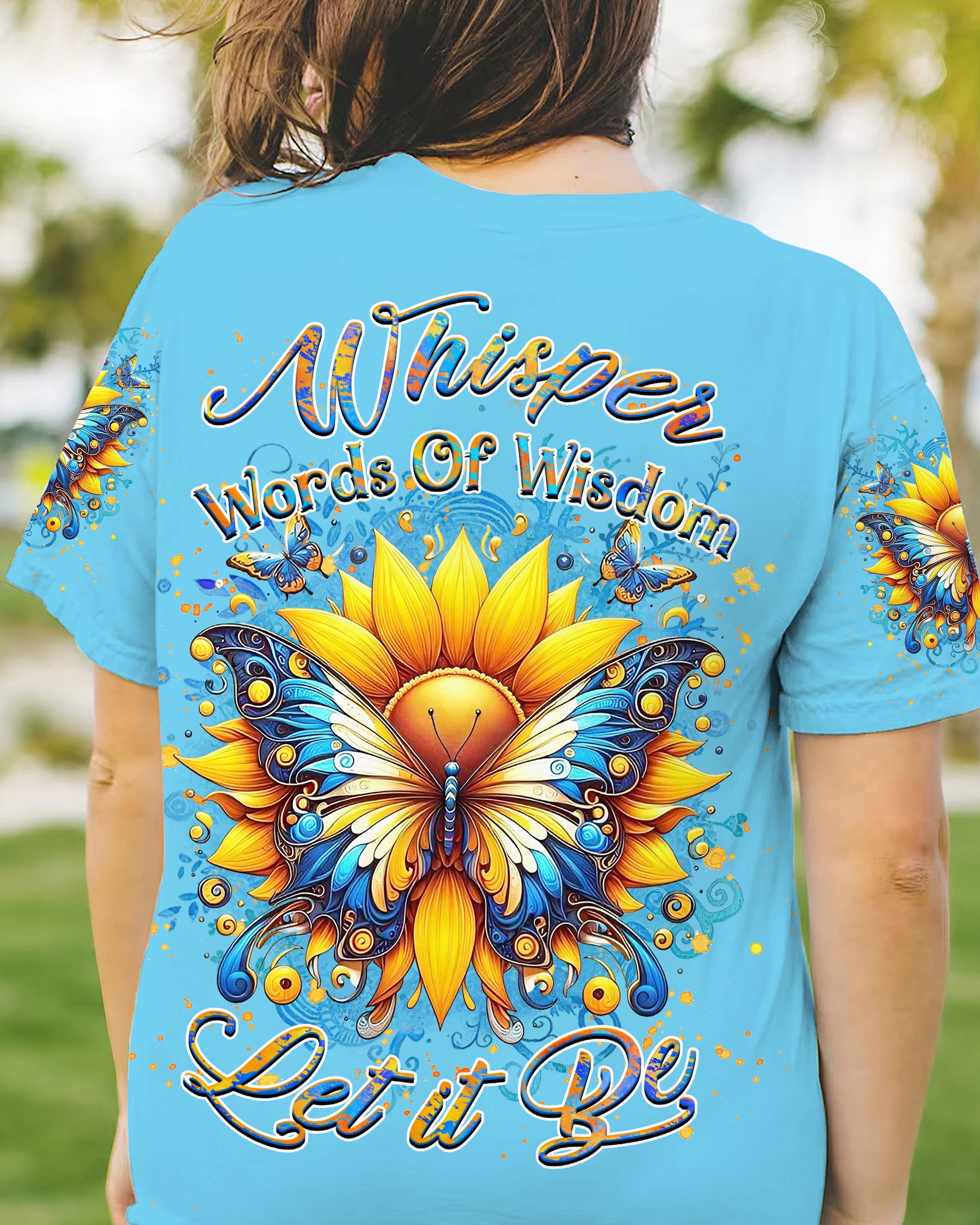 WHISPER WORDS OF WISDOM SUNFLOWER BUTTERFLY ALL OVER PRINT - YHKD2005243