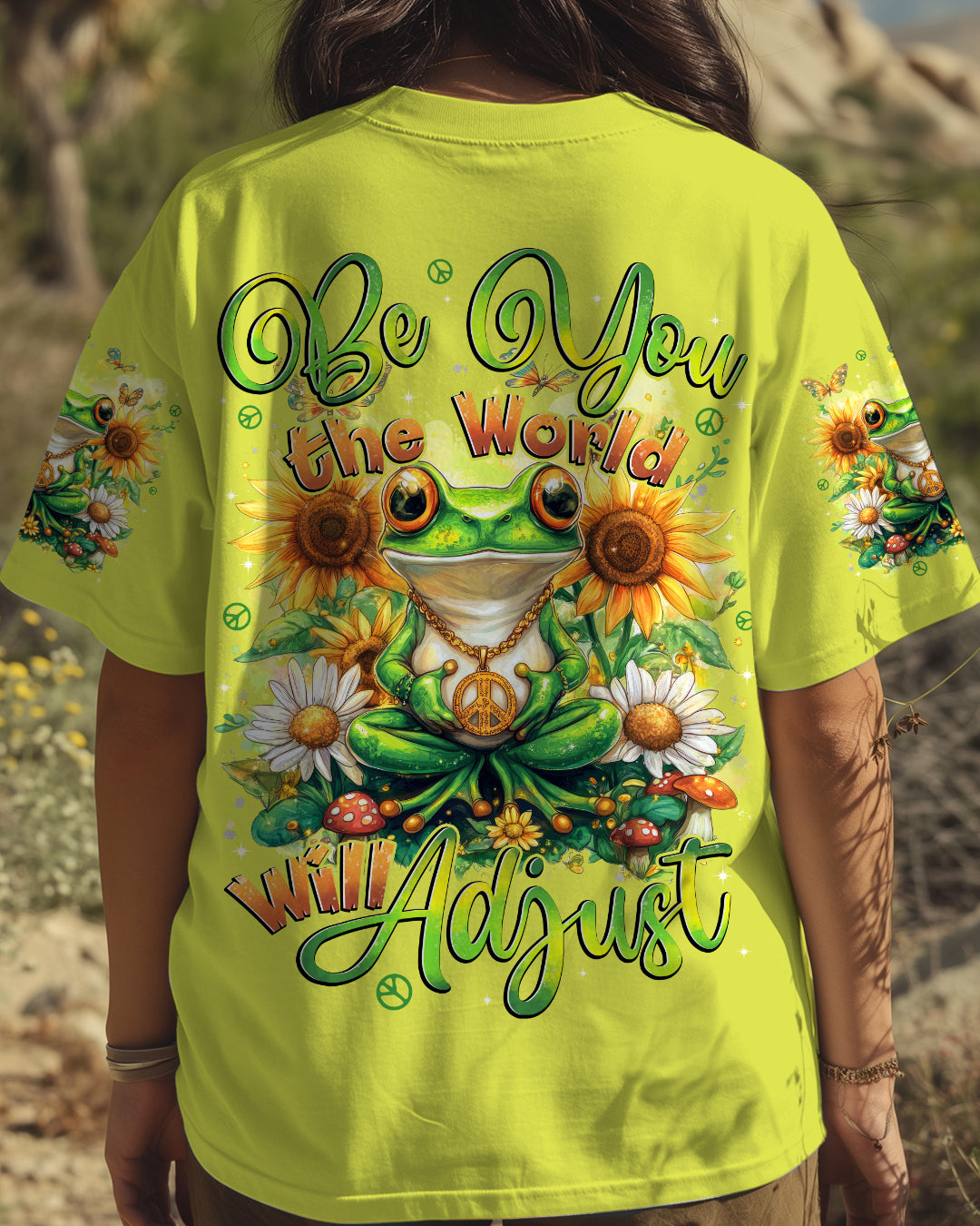 BE YOU THE WORLD WILL ADJUST FROG ALL OVER PRINT - TYTD2503252