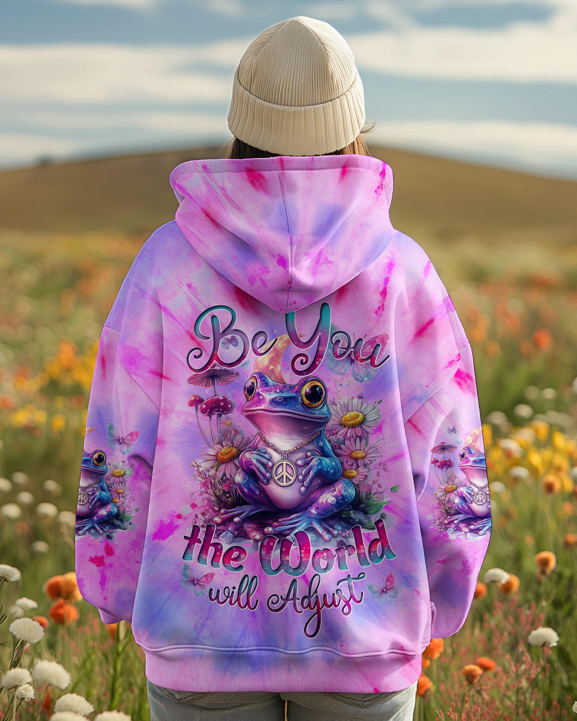 BE YOU THE WORLD WILL ADJUST FROG TIE DYE ALL OVER PRINT - TYTD1301252
