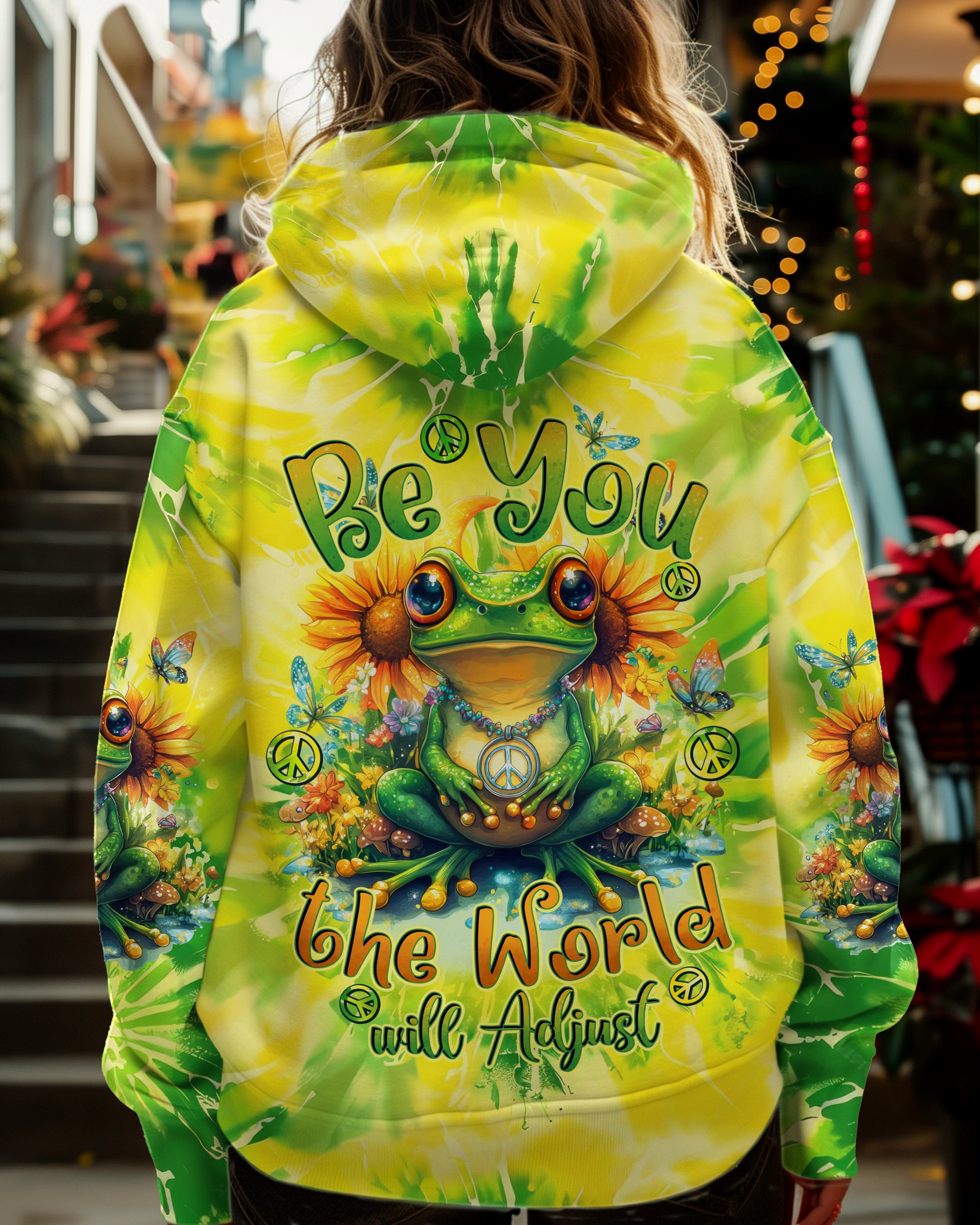 BE YOU THE WORLD WILL ADJUST FROG TIE DYE ALL OVER PRINT - TYTD2101252