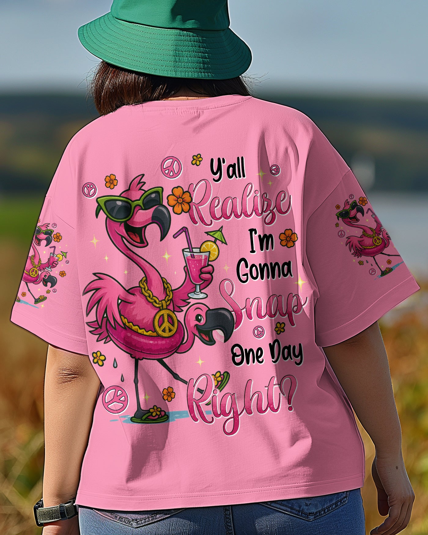 Y'ALL REALIZE I'M GONNA SNAP ONE DAY RIGHT FLAMINGO ALL OVER PRINT - TYTD1004253